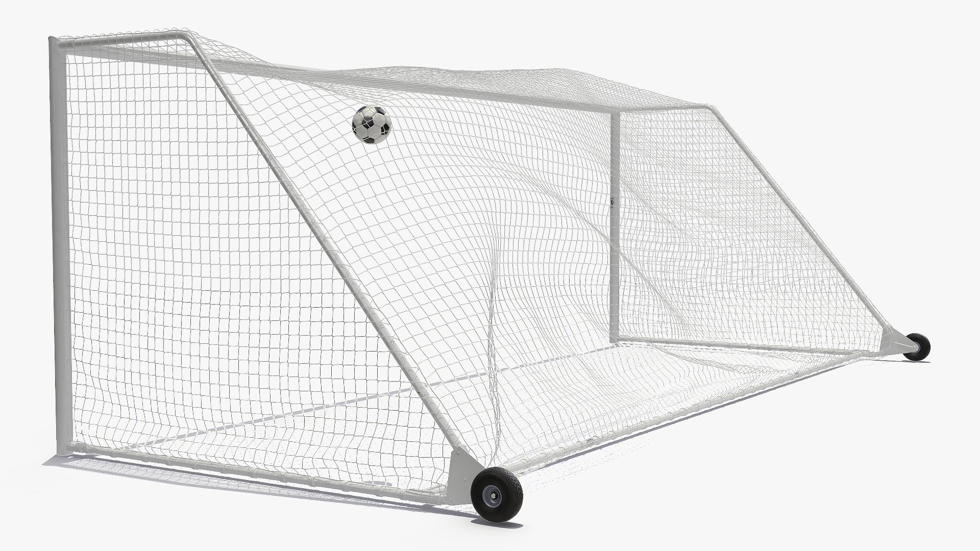 3D Animated Soccer Ball Flies into Corner of the Goal Slowmotion