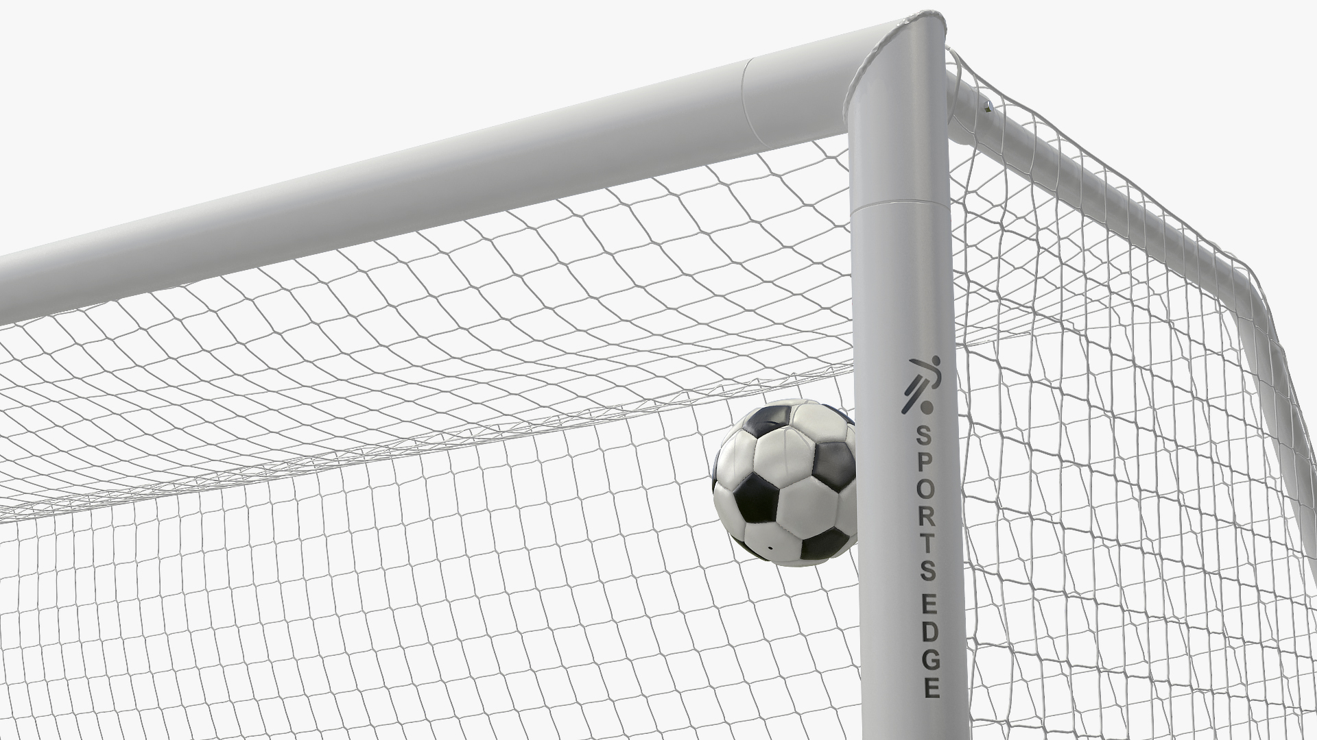 3D Animated Soccer Ball Flies into Corner of the Goal Slowmotion