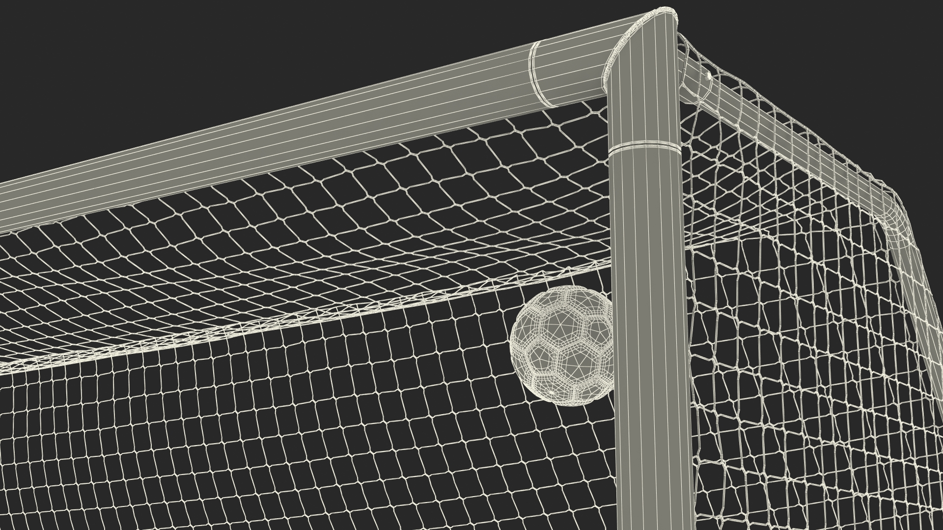 3D Animated Soccer Ball Flies into Corner of the Goal Slowmotion