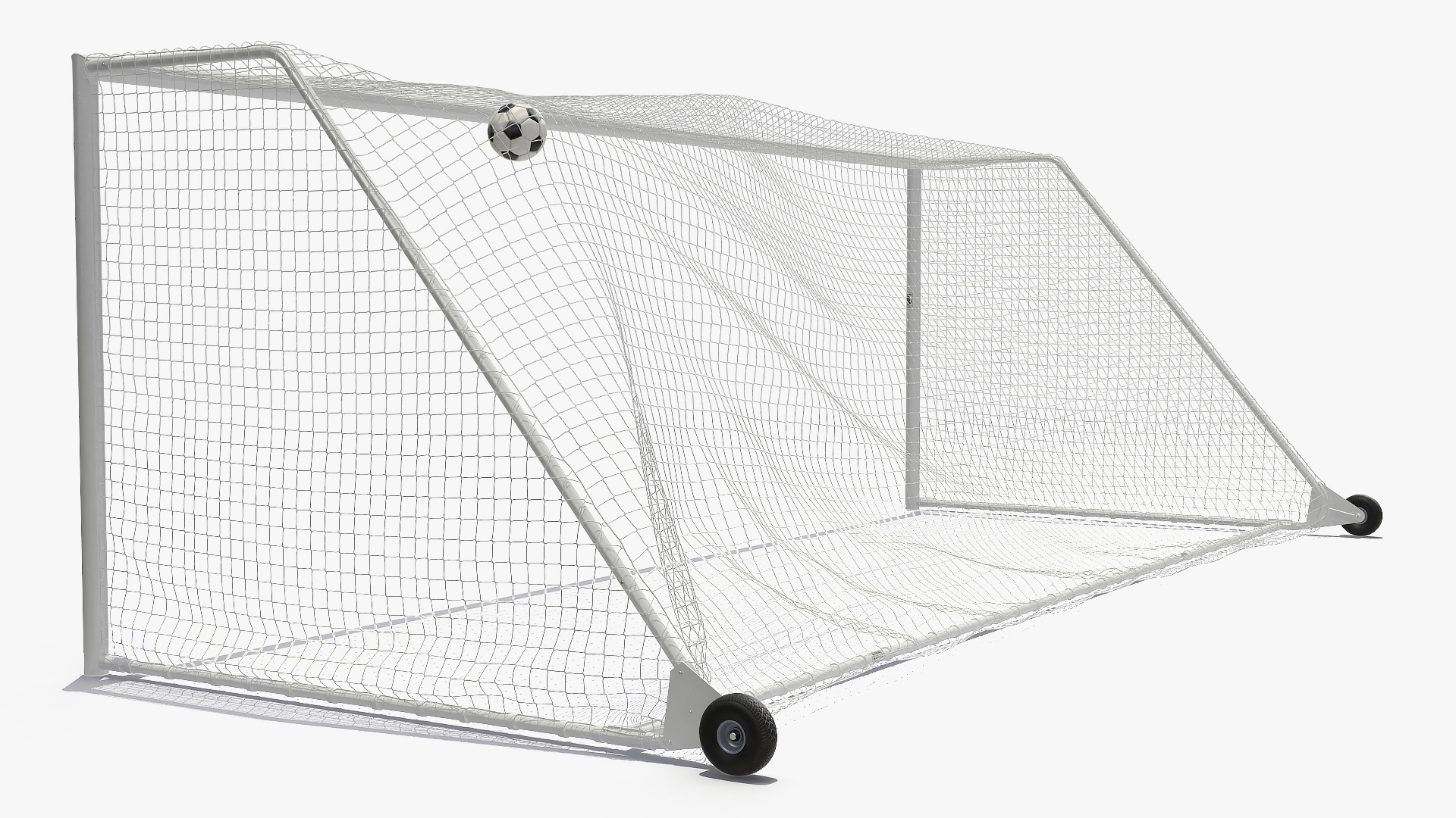 3D Animated Soccer Ball Flies into Corner of the Goal Slowmotion
