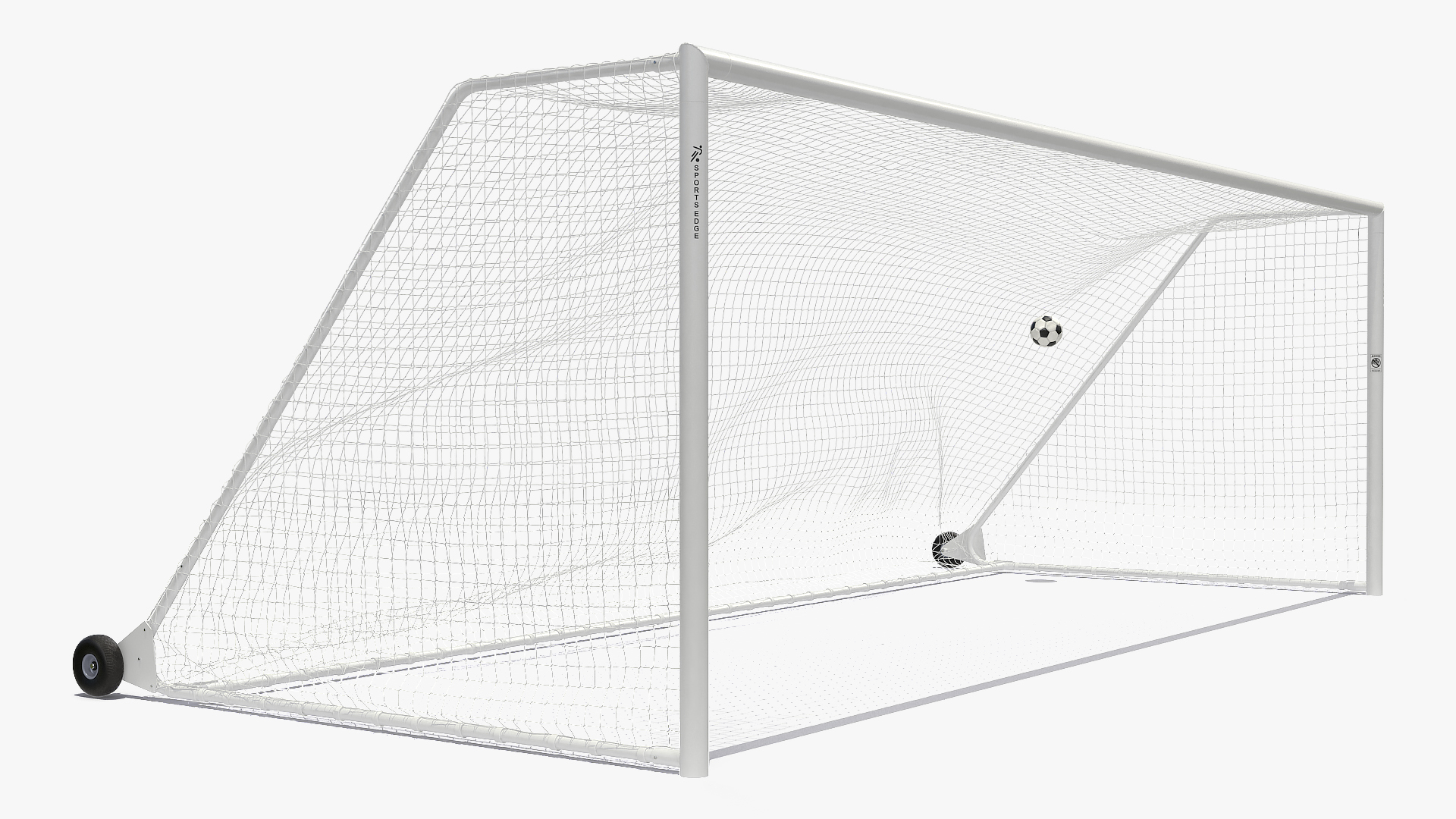 3D Animated Soccer Ball Flies into Corner of the Goal Slowmotion