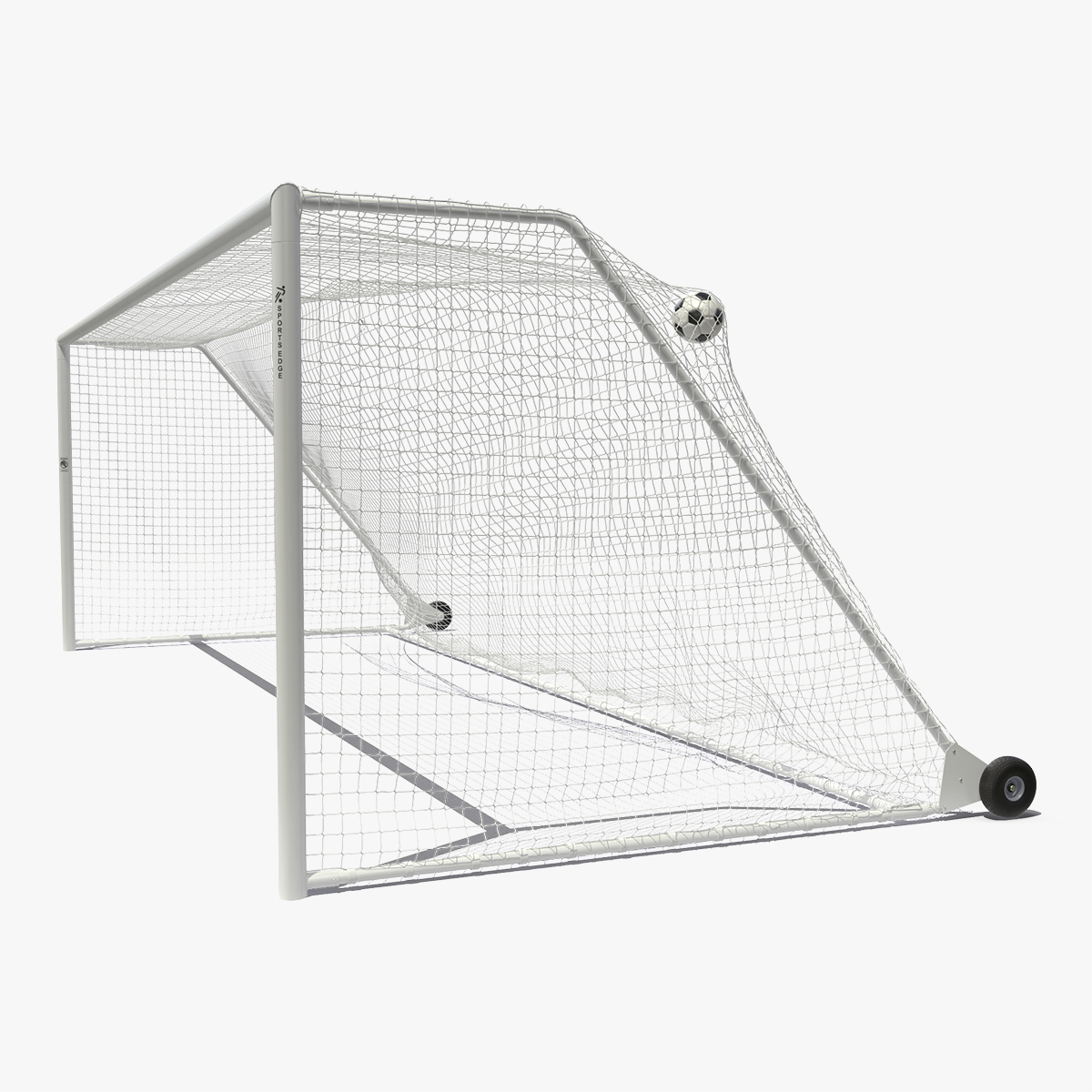 3D Animated Soccer Ball Flies into Corner of the Goal Slowmotion