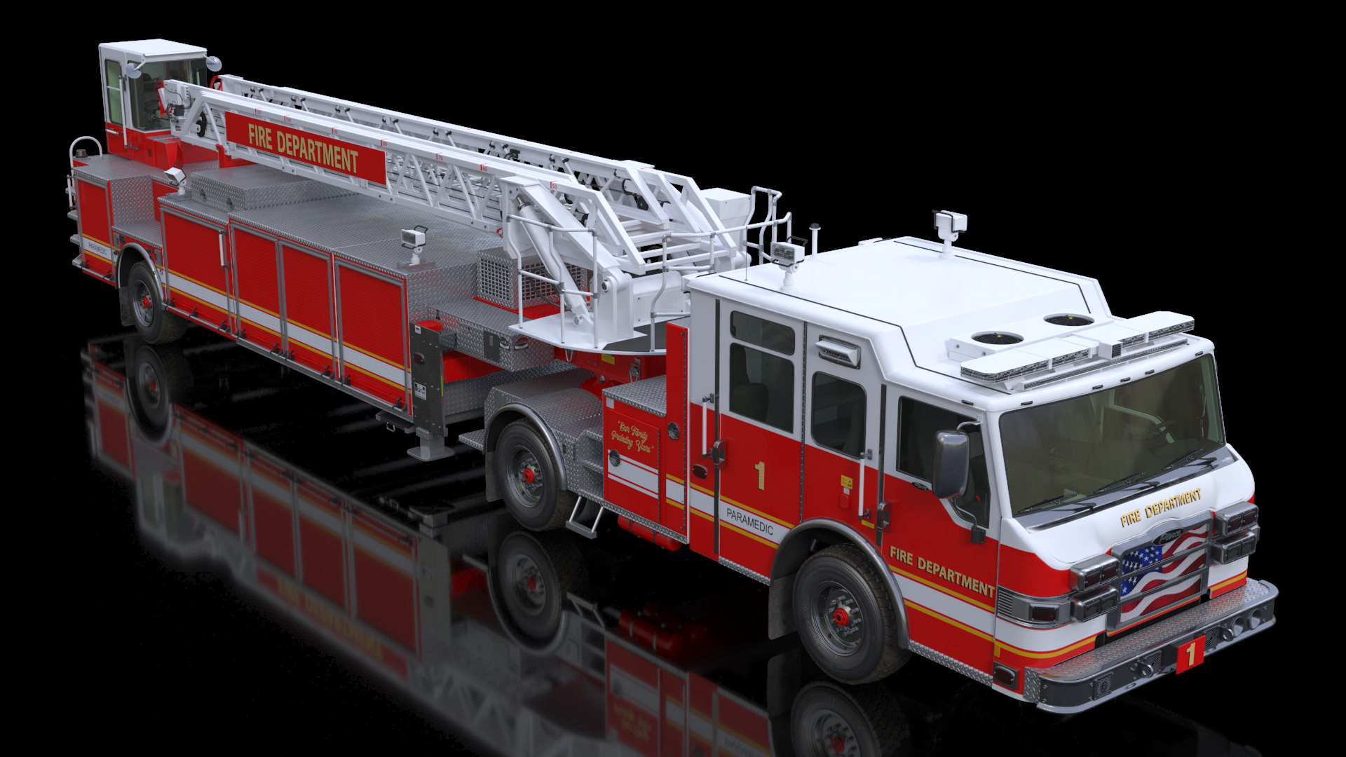 3D Velocity Ascendant Fire Truck Red model