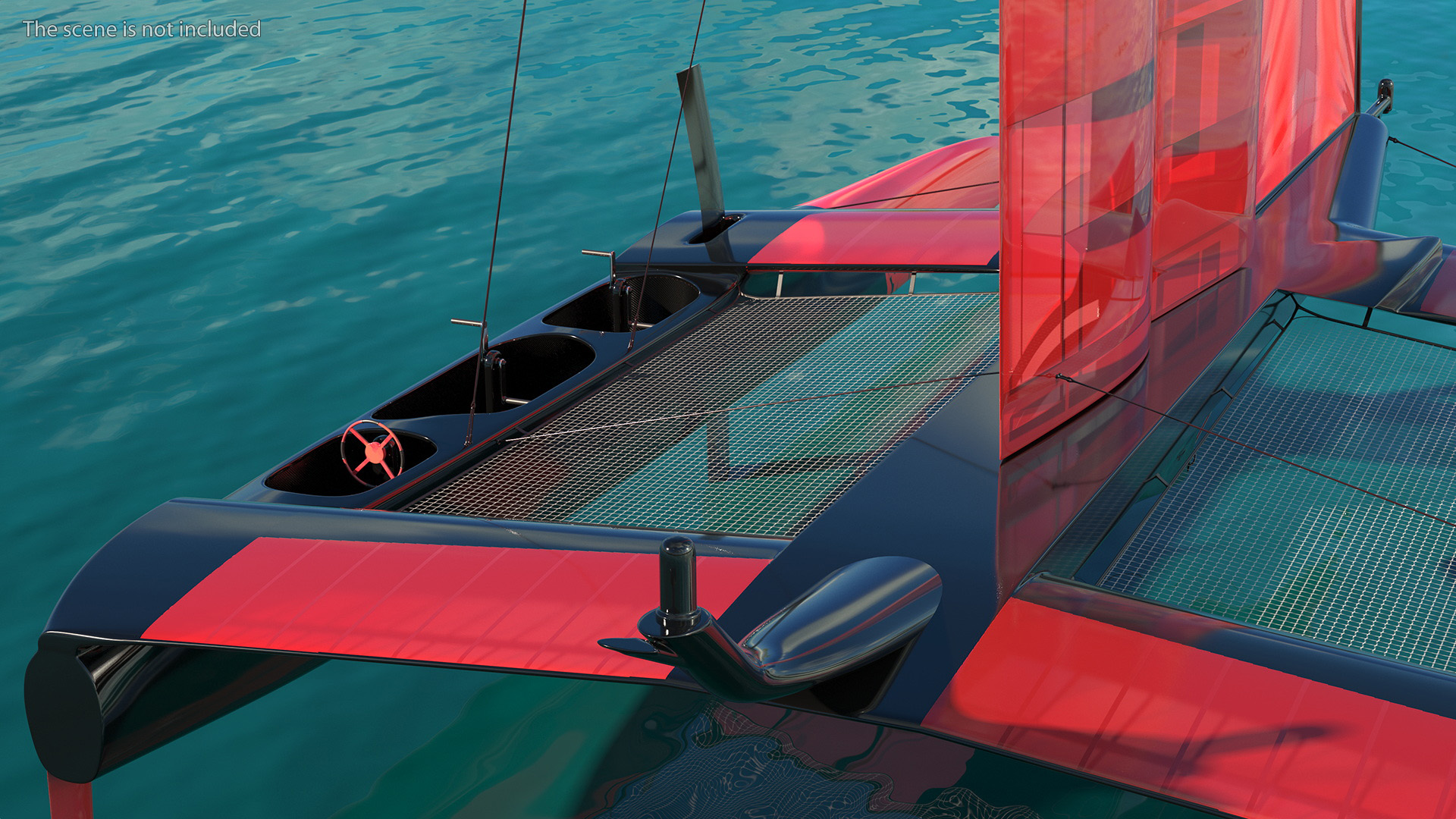 Sail Race Yacht Red 3D model