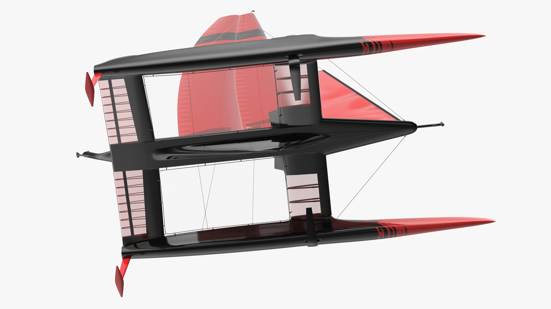 Sail Race Yacht Red 3D model