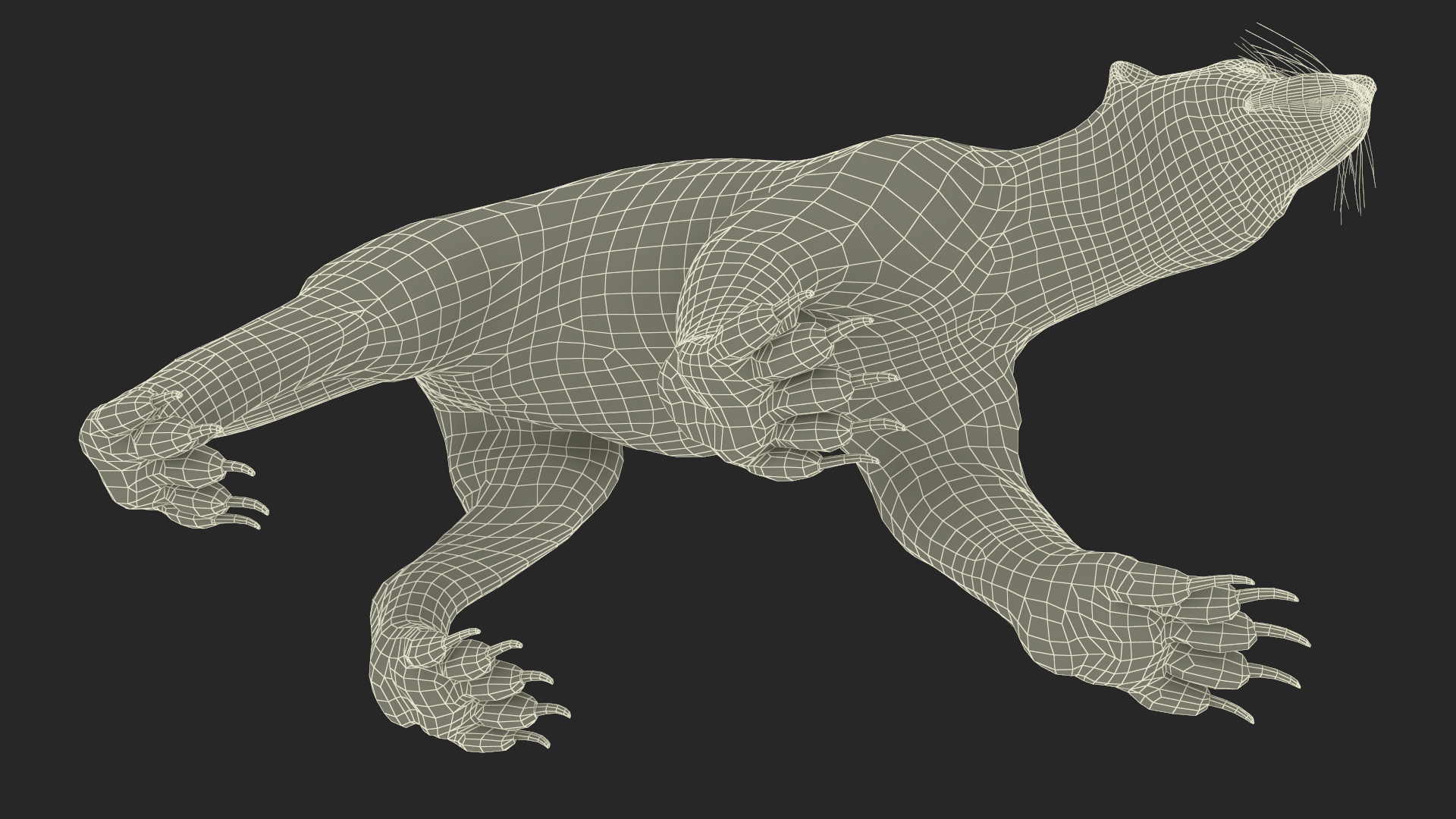 3D Wolverine Dark Color Walking Pose model