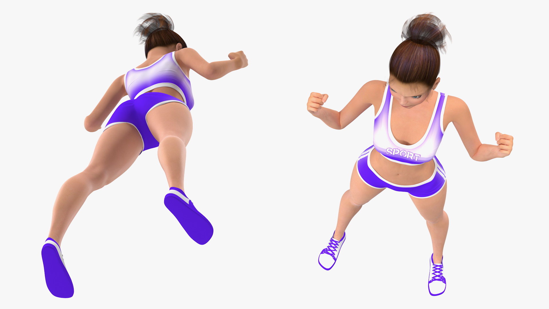 Cartoon Young Girl Sportive Clothes Standing Pose 3D model