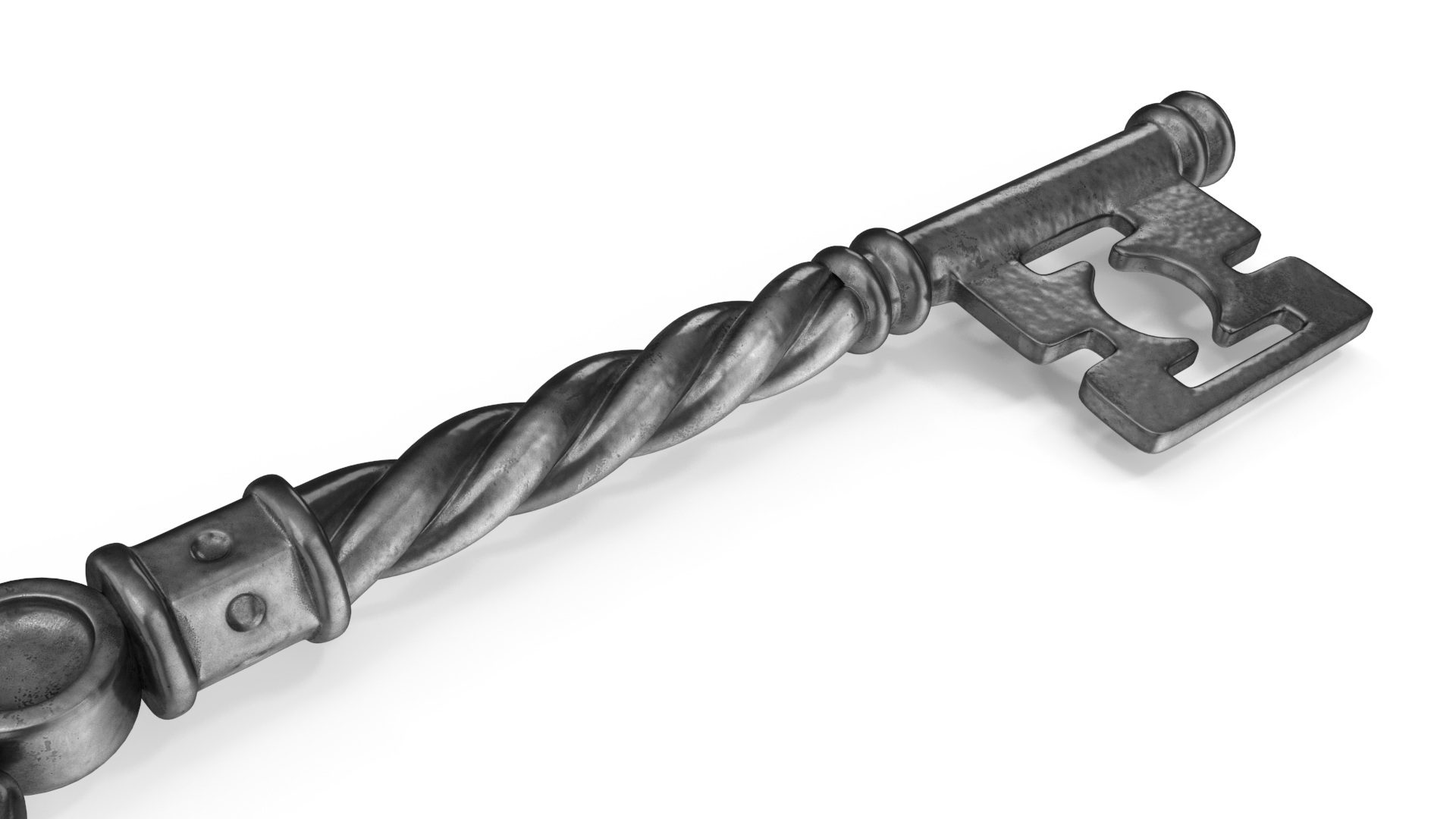 Fantasy Skeleton Key Silver 3D