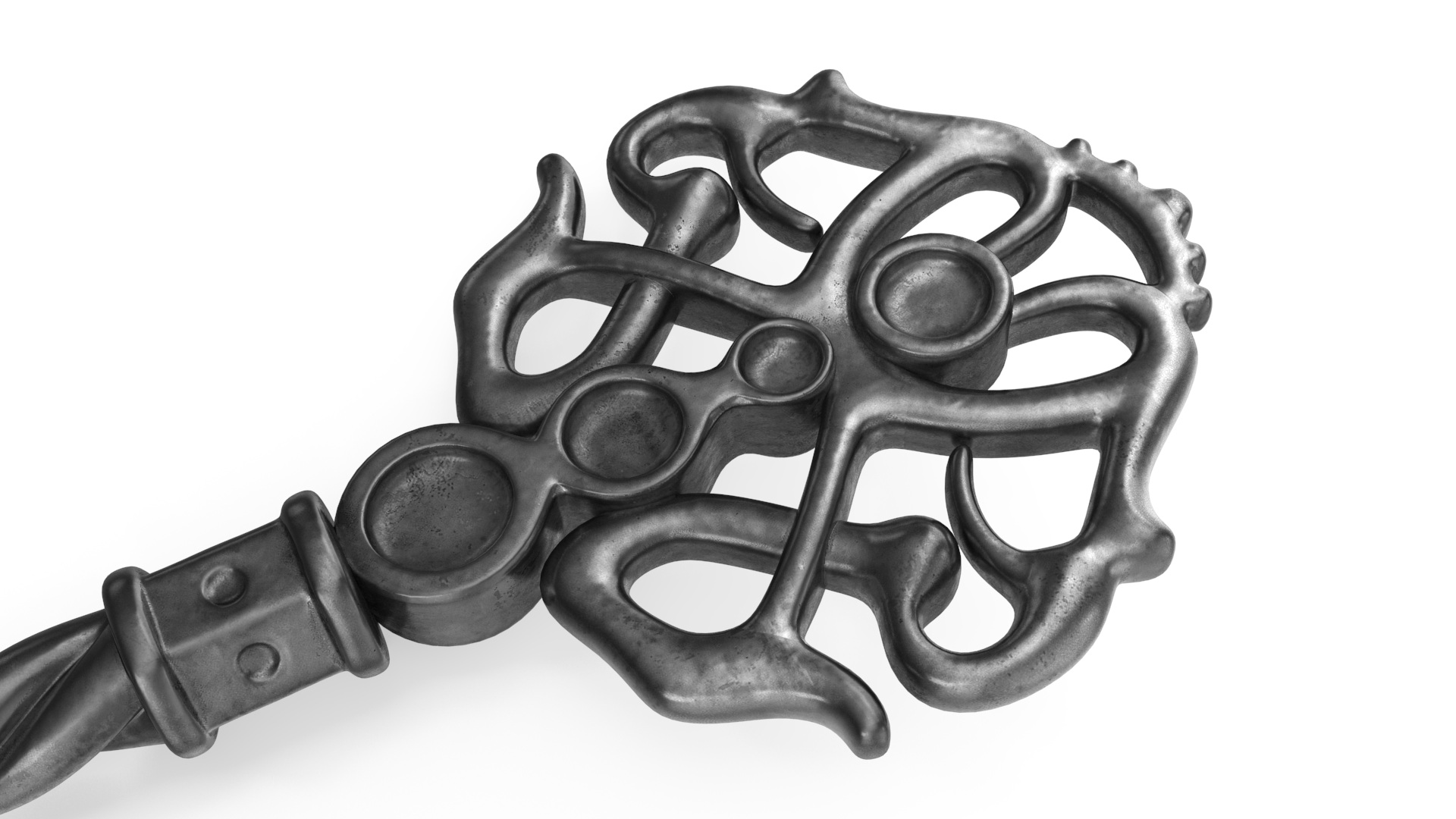 Fantasy Skeleton Key Silver 3D