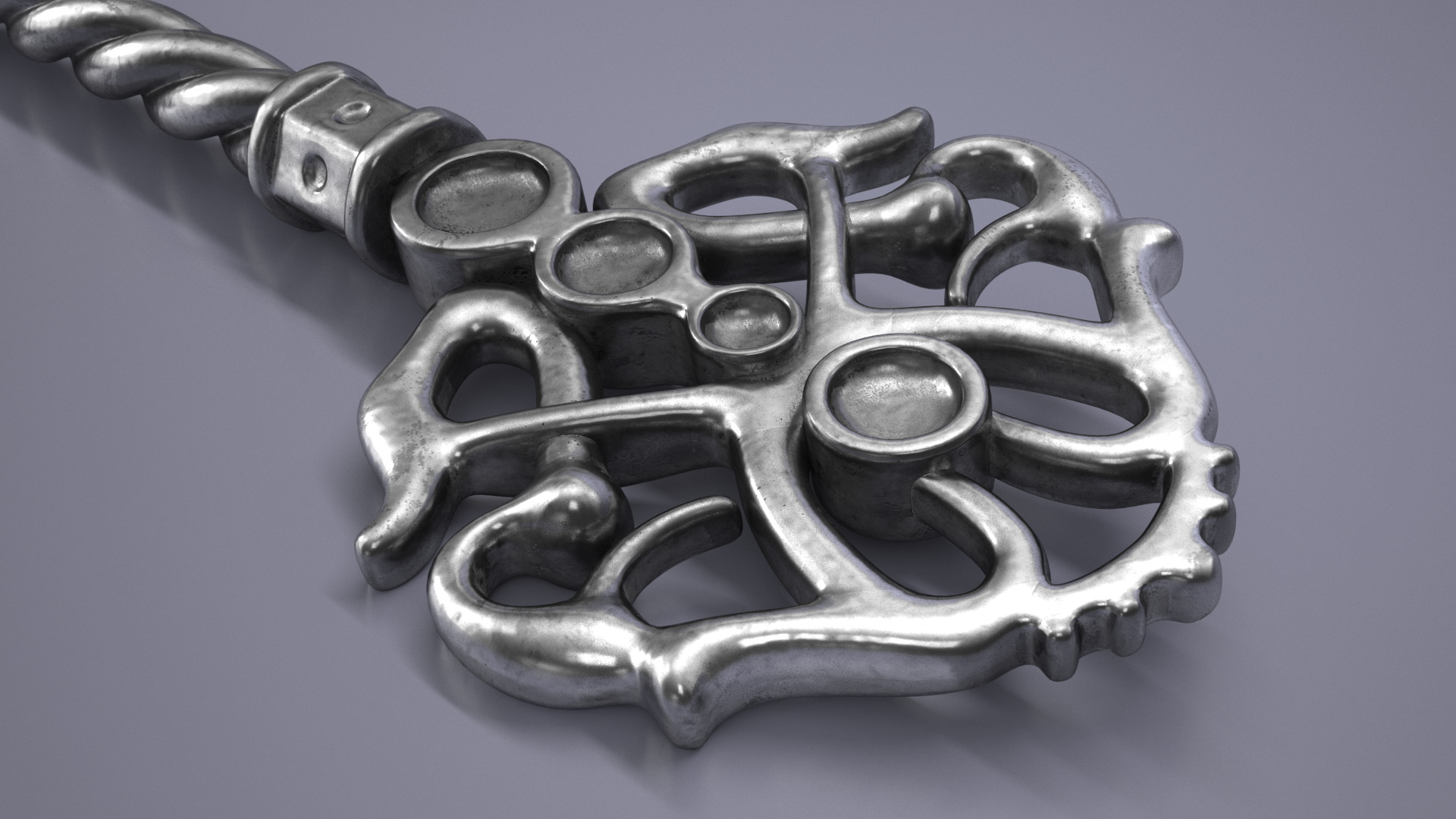 Fantasy Skeleton Key Silver 3D