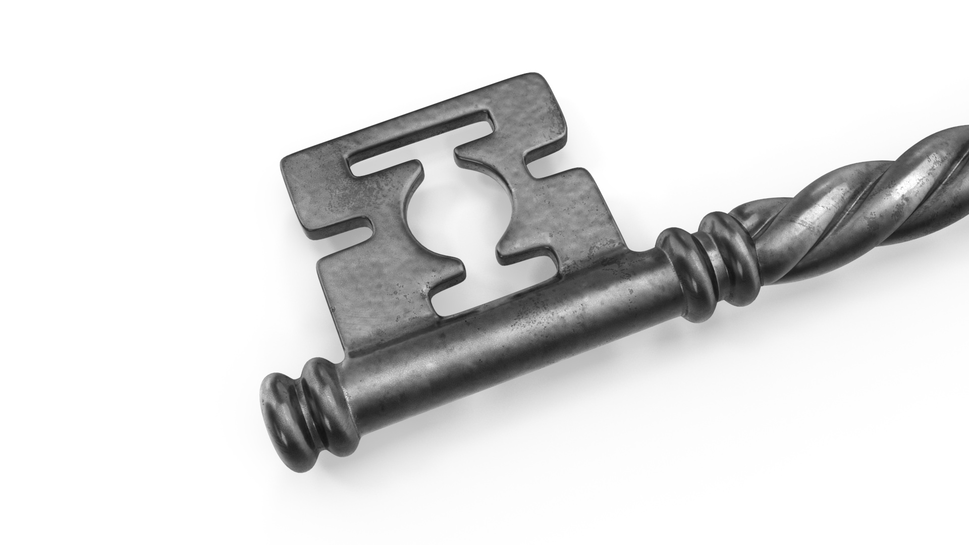 Fantasy Skeleton Key Silver 3D