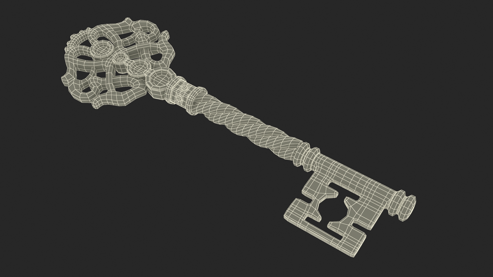 Fantasy Skeleton Key Silver 3D