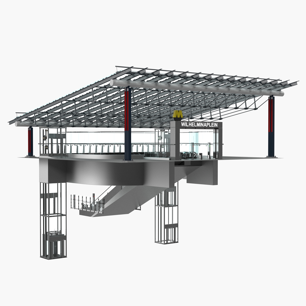 Wilhelminaplein Metro Station Entrance 3D Model