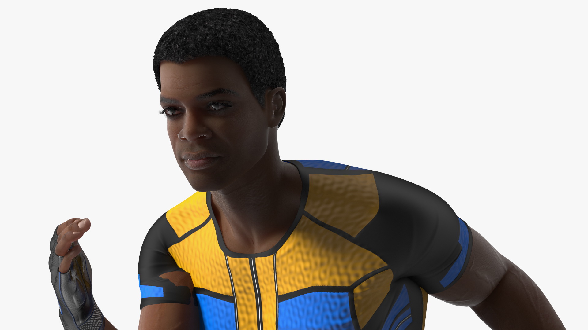 3D Light Skin Black Sportsmen with Starting Block Rigged model