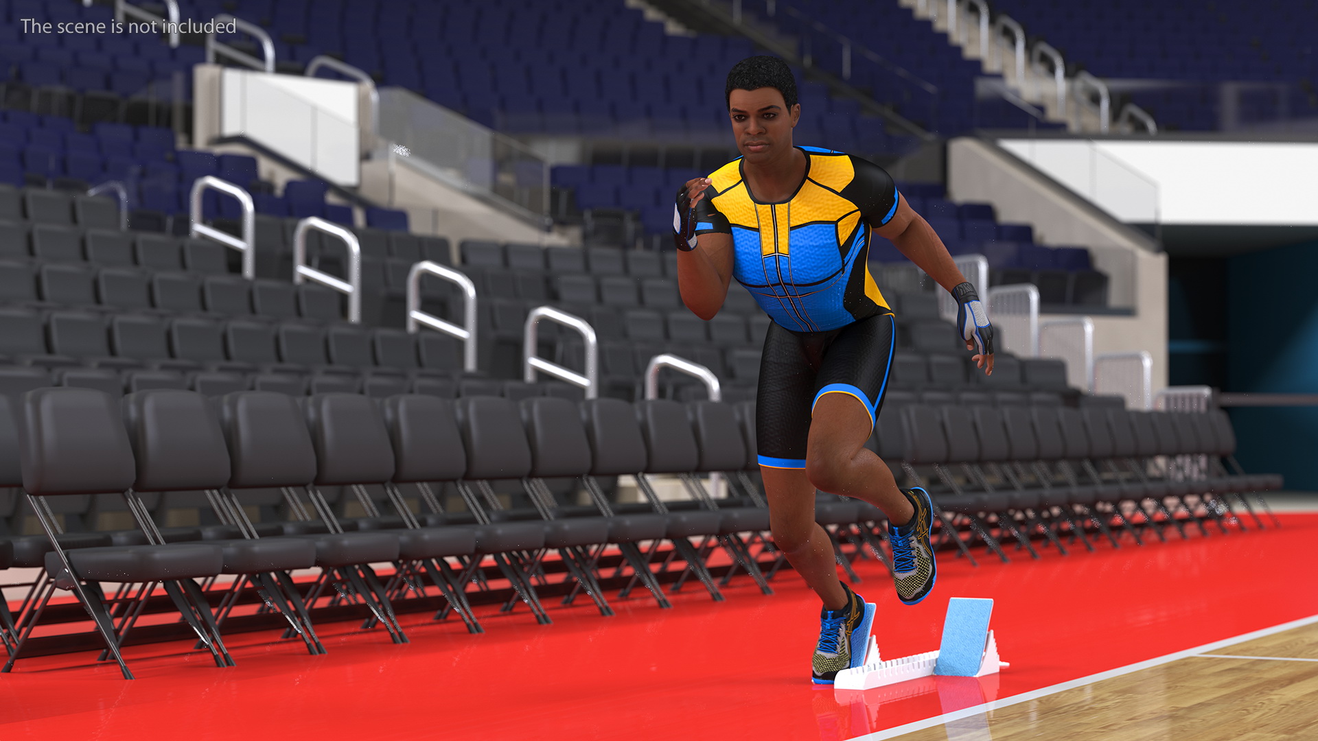 3D Light Skin Black Sportsmen with Starting Block Rigged model