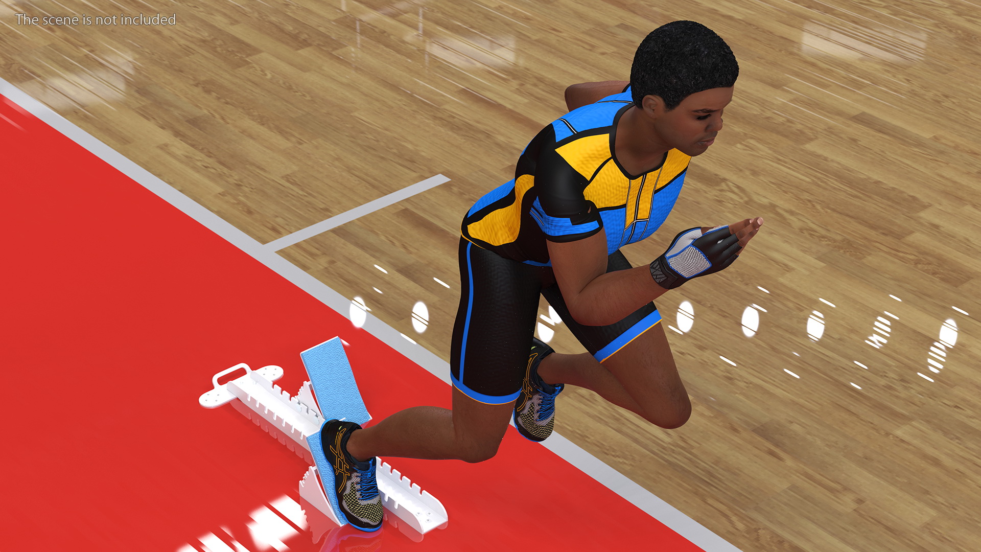 3D Light Skin Black Sportsmen with Starting Block Rigged model