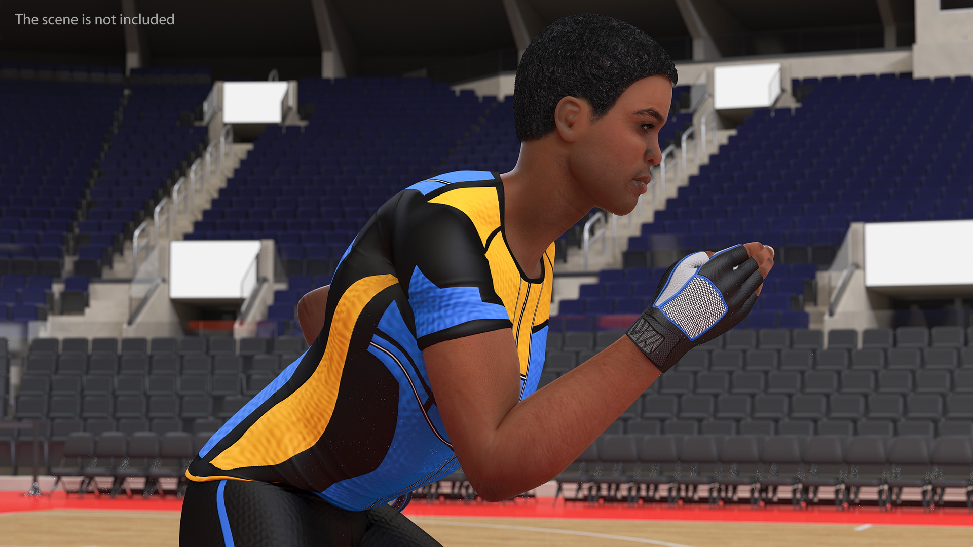 3D Light Skin Black Sportsmen with Starting Block Rigged model