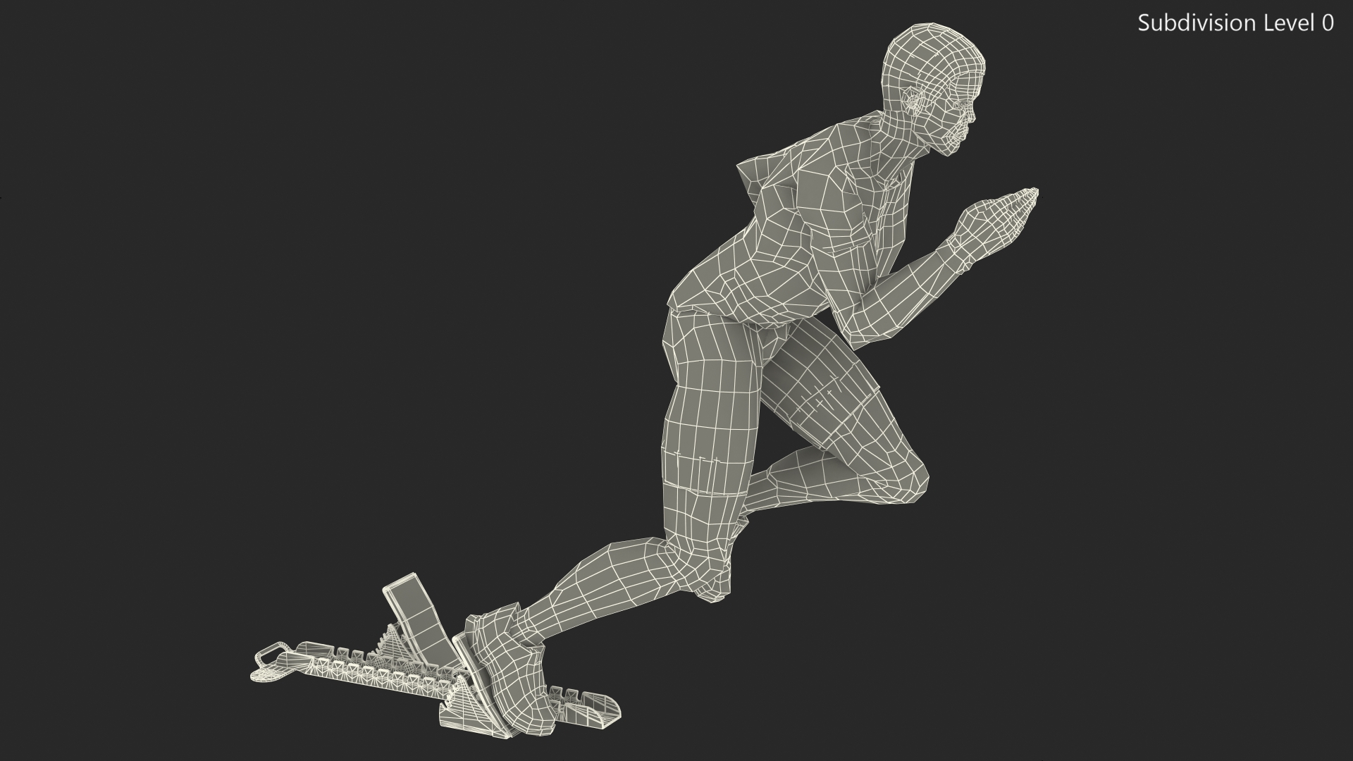 3D Light Skin Black Sportsmen with Starting Block Rigged model