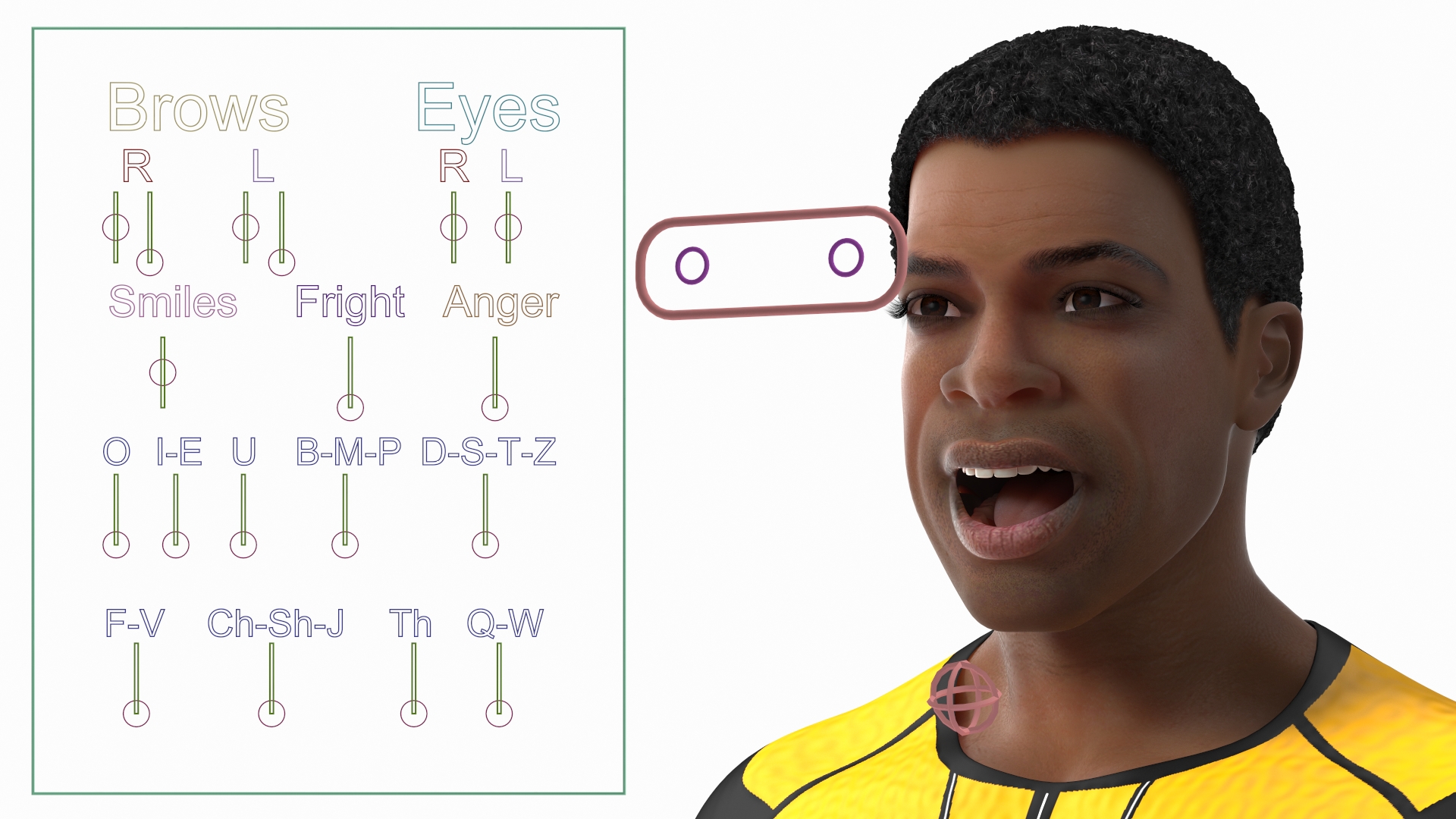 3D Light Skin Black Sportsmen with Starting Block Rigged model