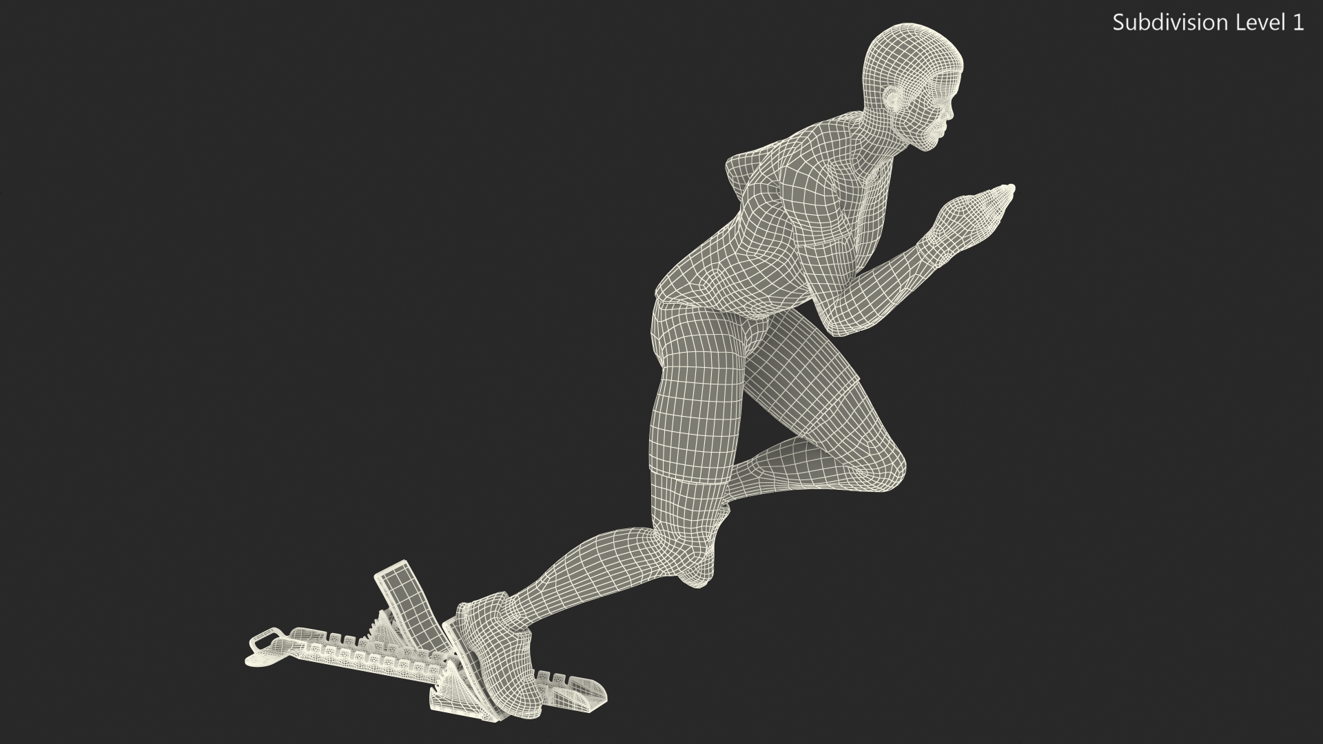 3D Light Skin Black Sportsmen with Starting Block Rigged model