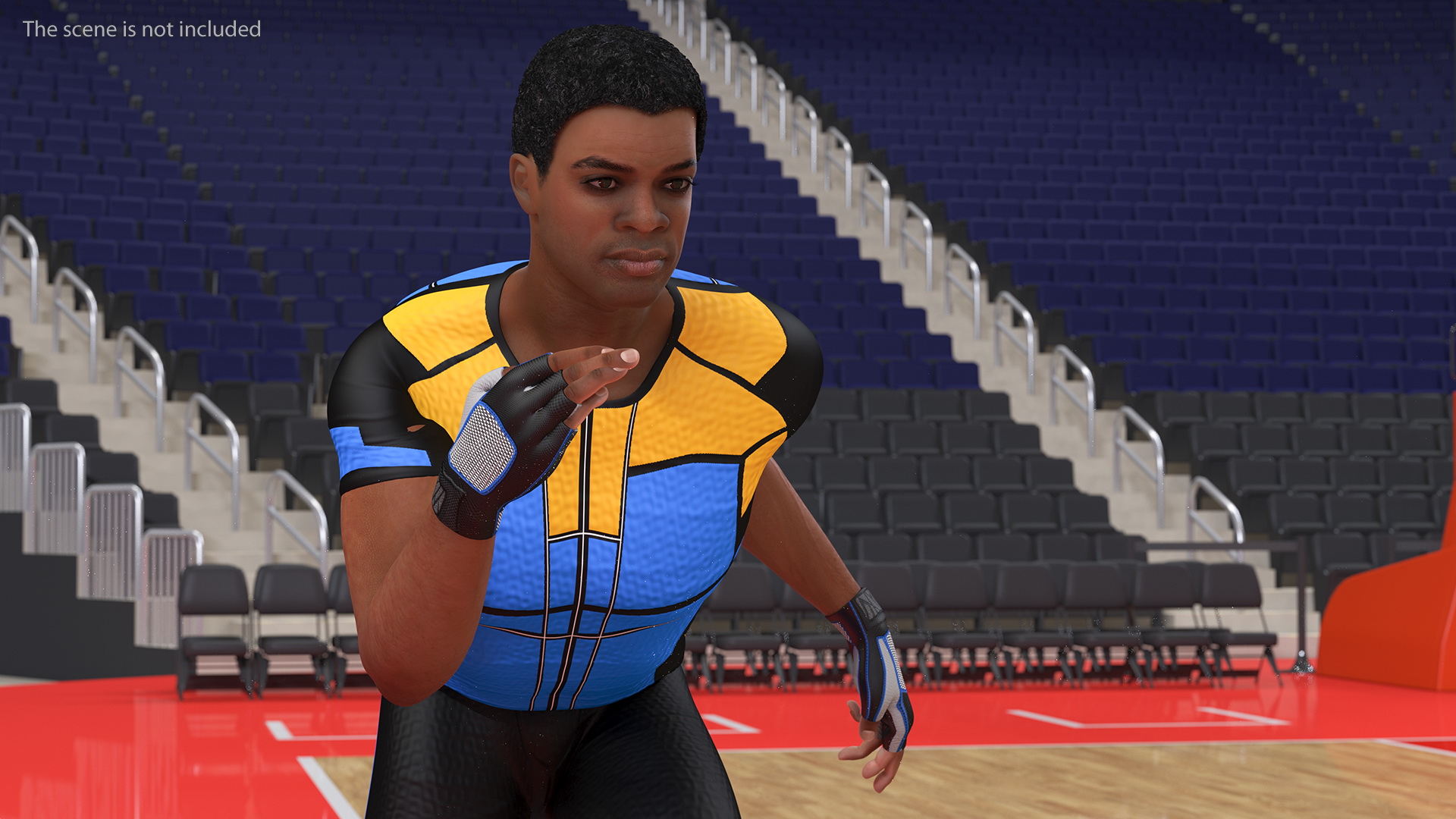 3D Light Skin Black Sportsmen with Starting Block Rigged model