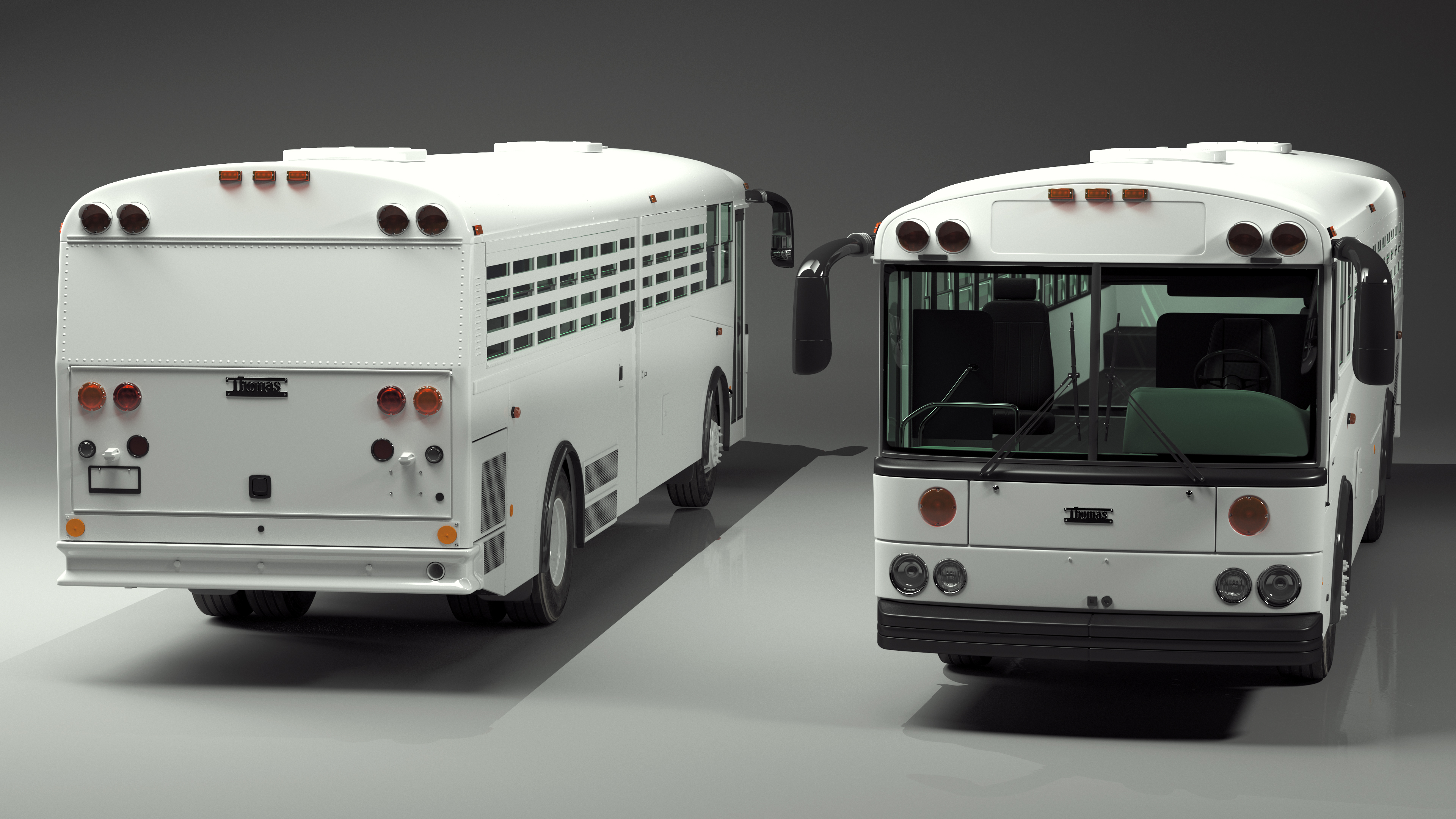 3D model Thomas Saf T Liner Prison Transport Bus Simple Interior