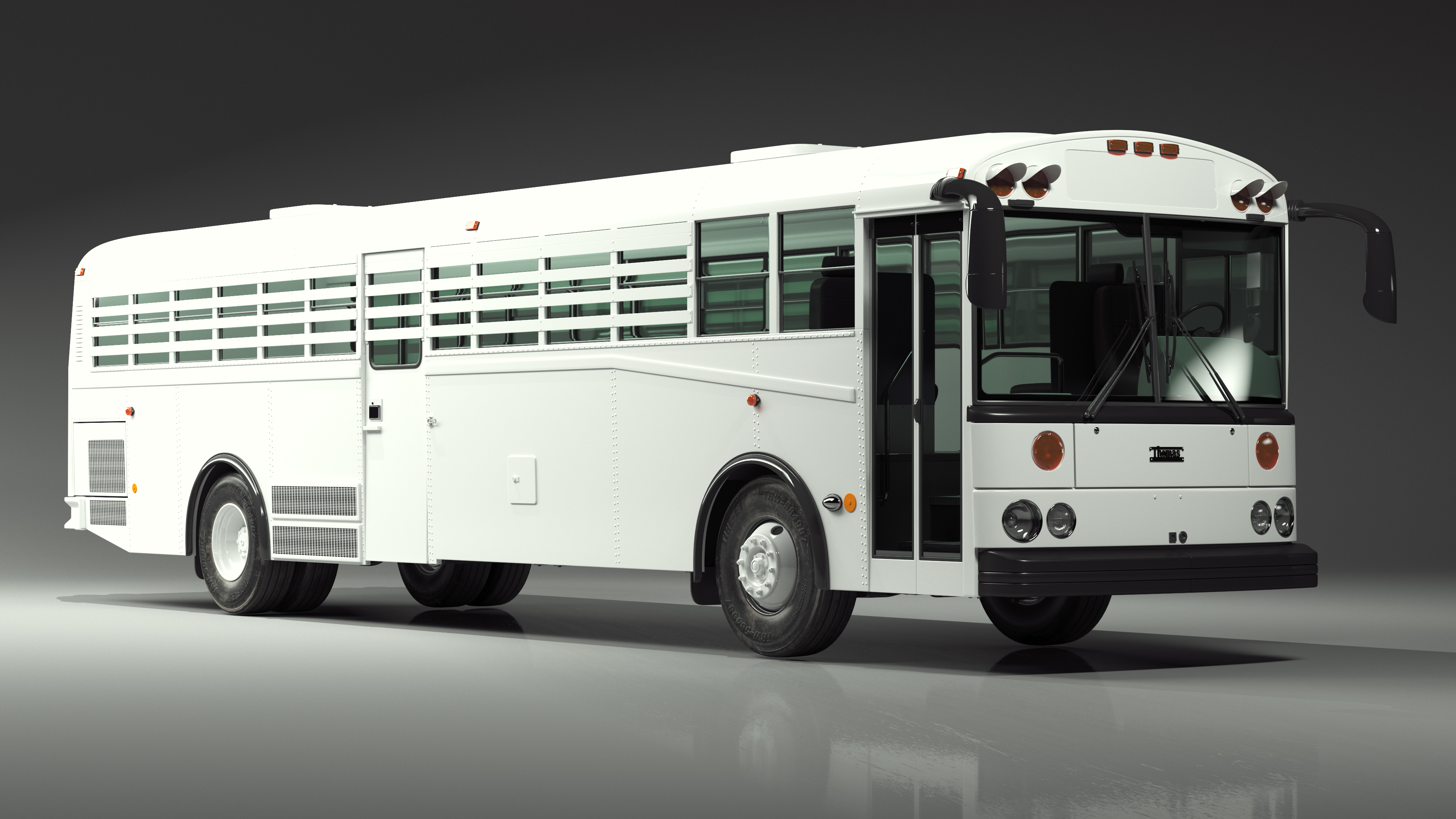 3D model Thomas Saf T Liner Prison Transport Bus Simple Interior