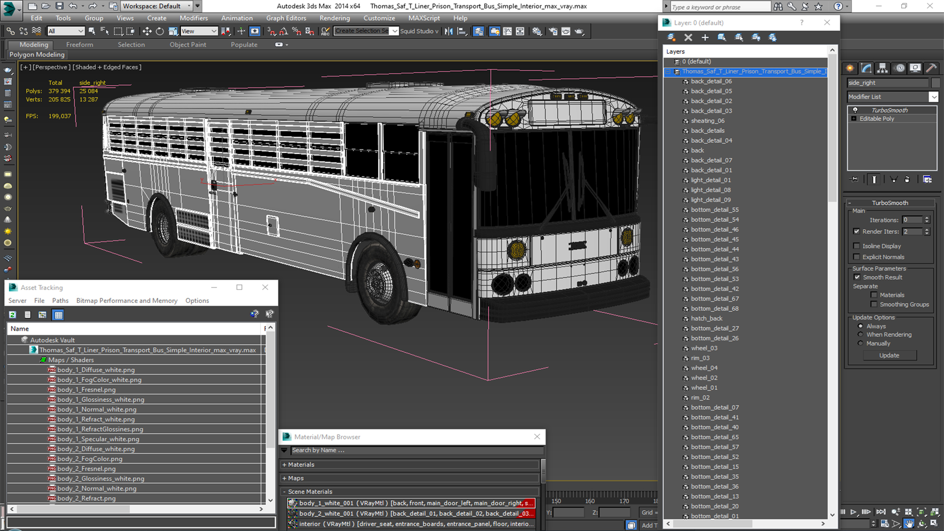 3D model Thomas Saf T Liner Prison Transport Bus Simple Interior
