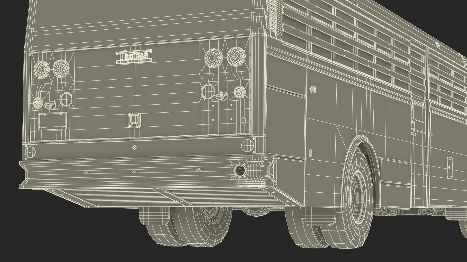 3D model Thomas Saf T Liner Prison Transport Bus Simple Interior