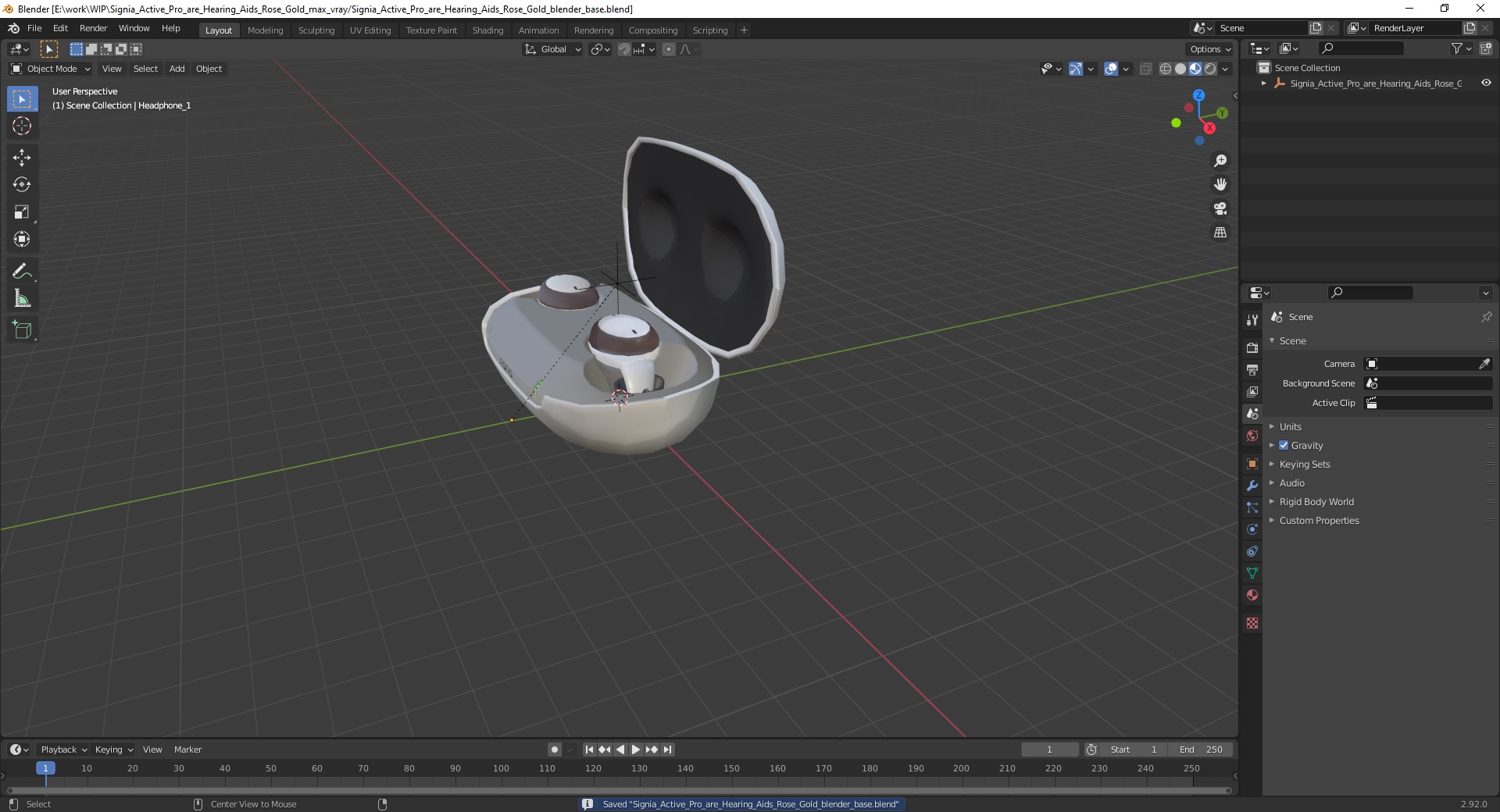 Signia Active Pro are Hearing Aids Rose Gold 3D model