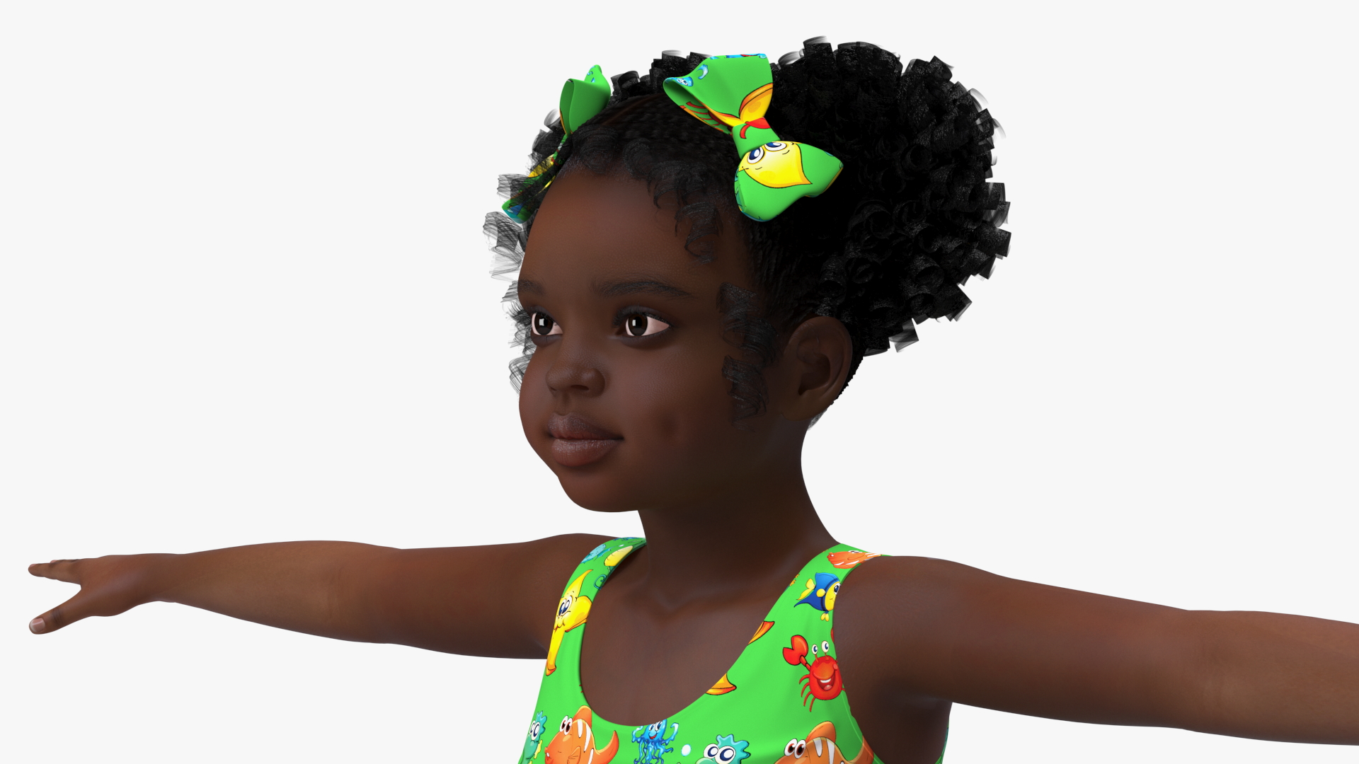 3D model Black Child Girl Beach Style T-pose