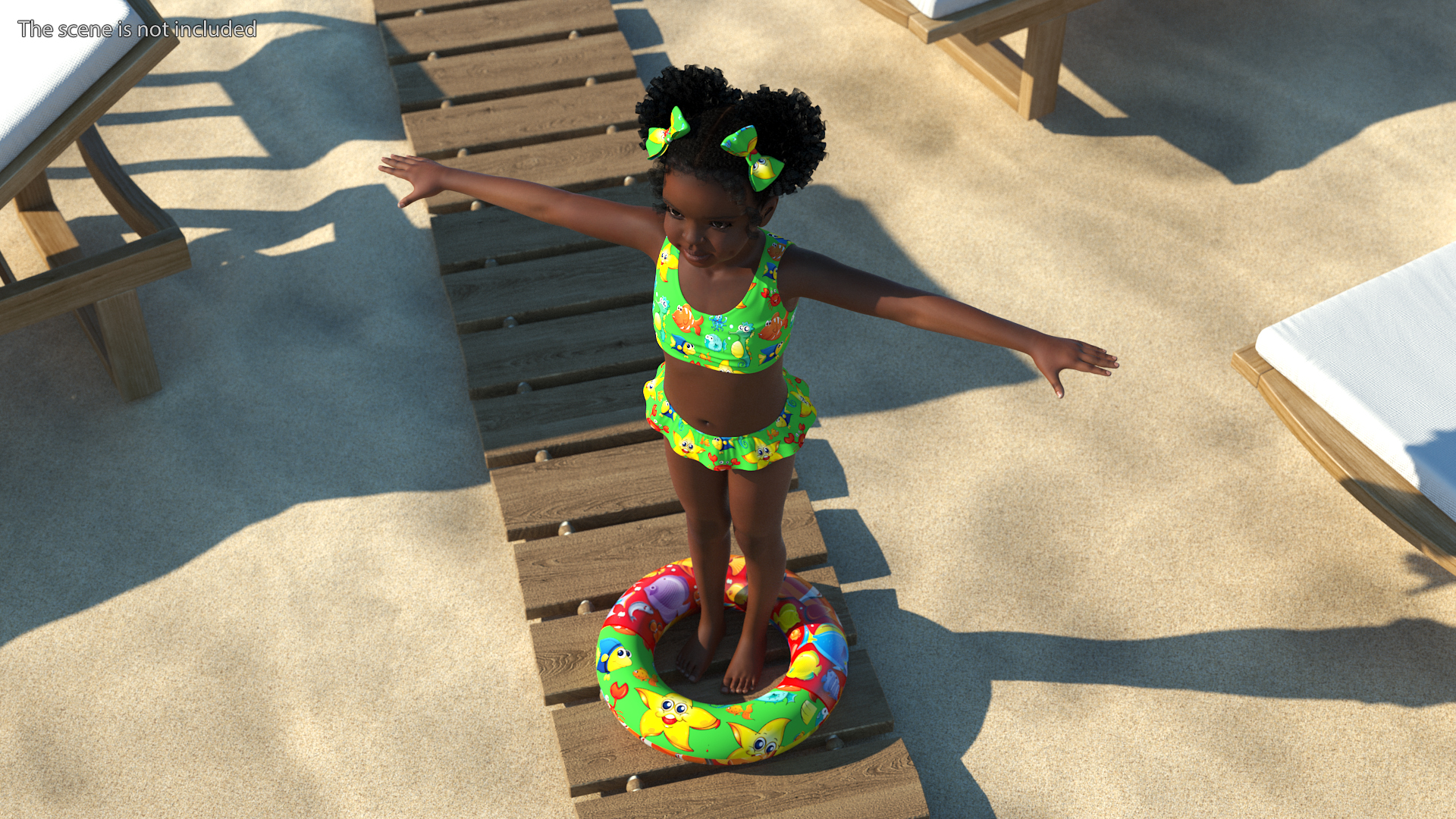 3D model Black Child Girl Beach Style T-pose