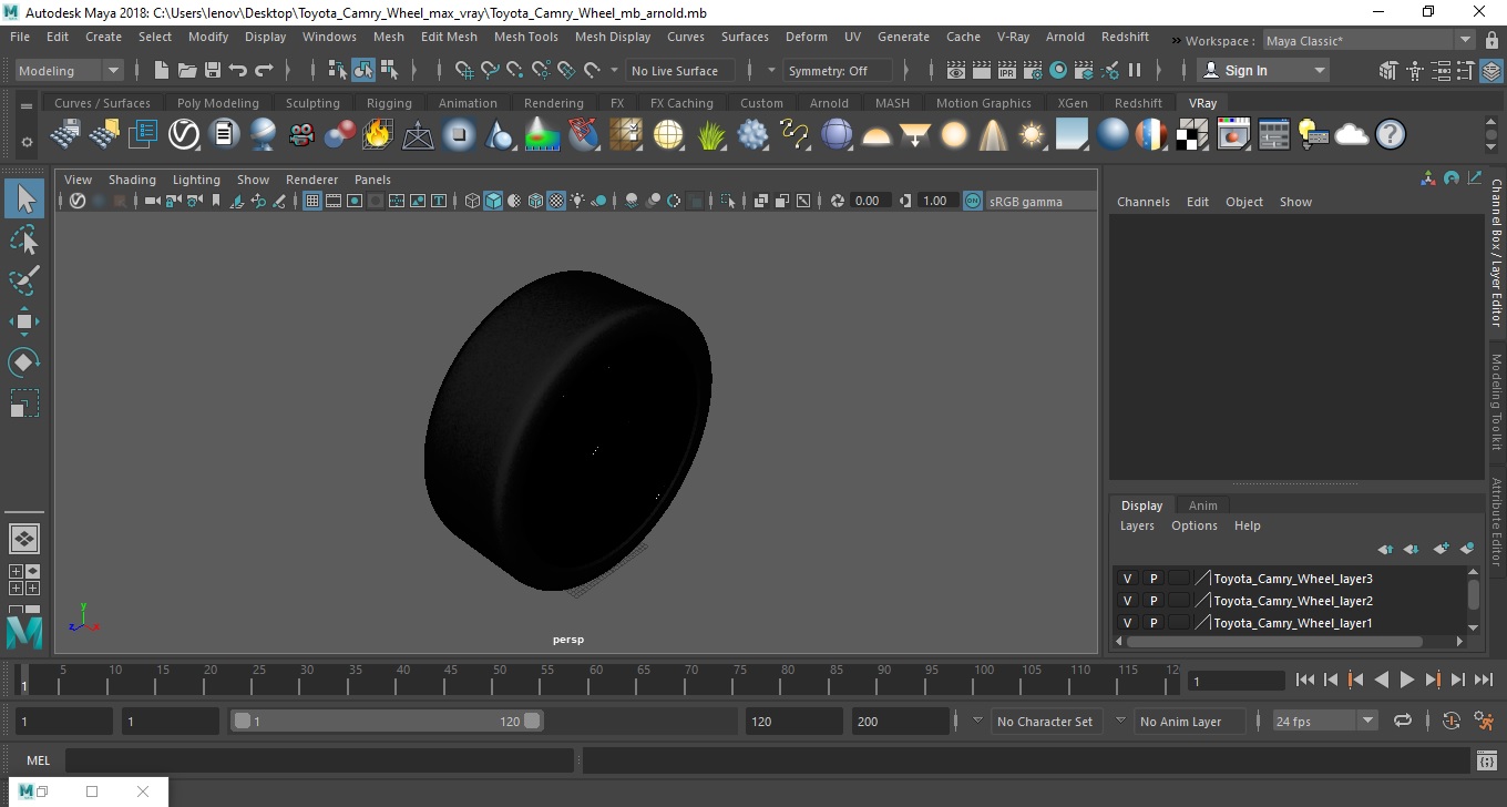 3D Toyota Camry Wheel model