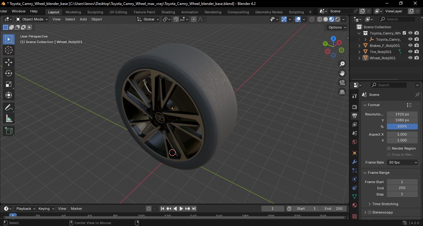 3D Toyota Camry Wheel model