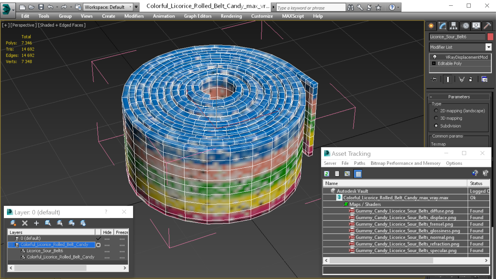 3D model Colorful Licorice Rolled Belt Candy
