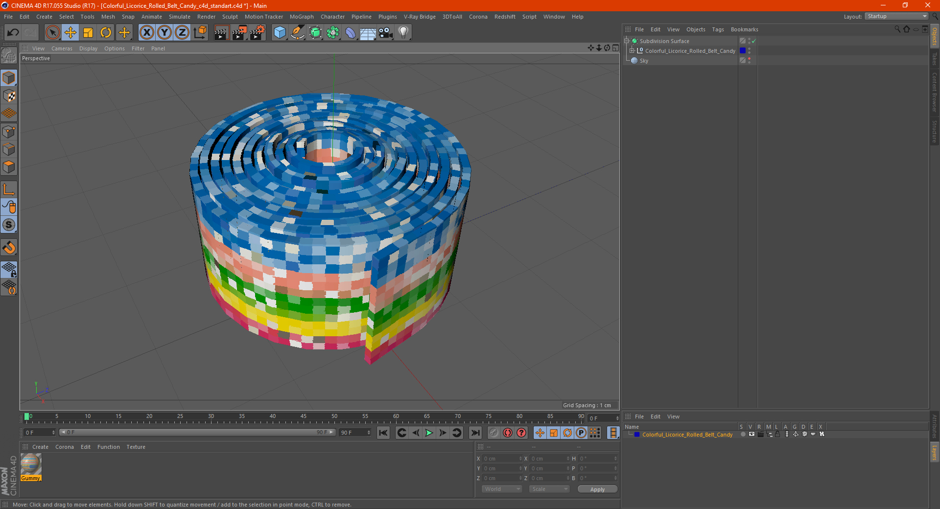 3D model Colorful Licorice Rolled Belt Candy