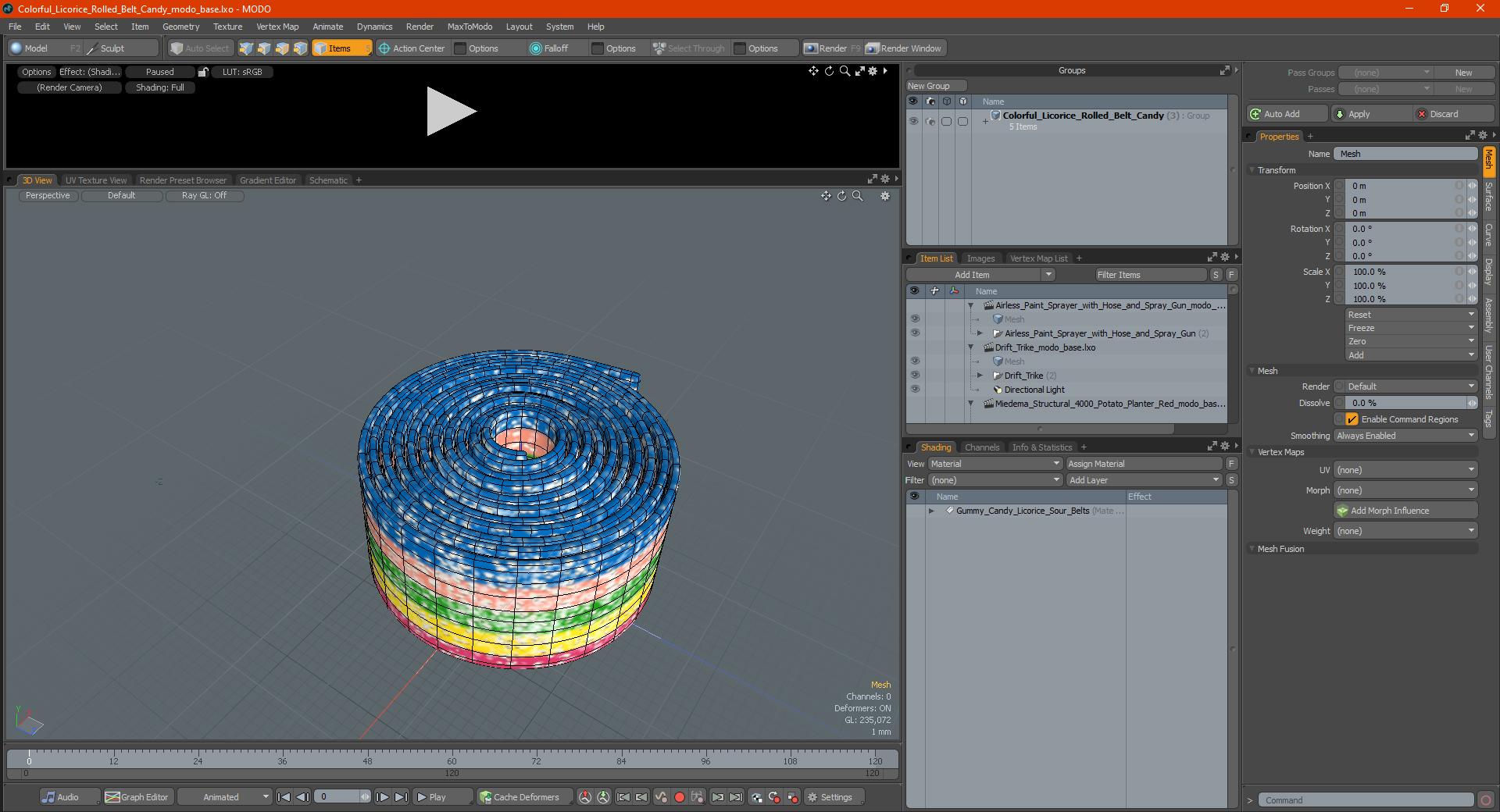 3D model Colorful Licorice Rolled Belt Candy