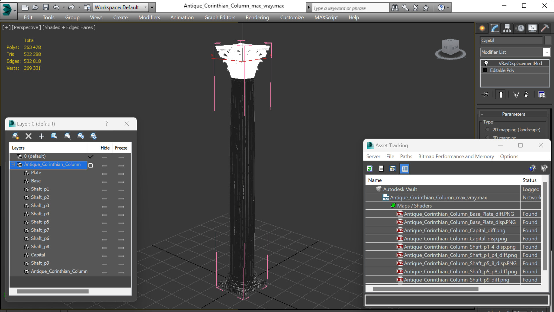 3D model Antique Corinthian Column