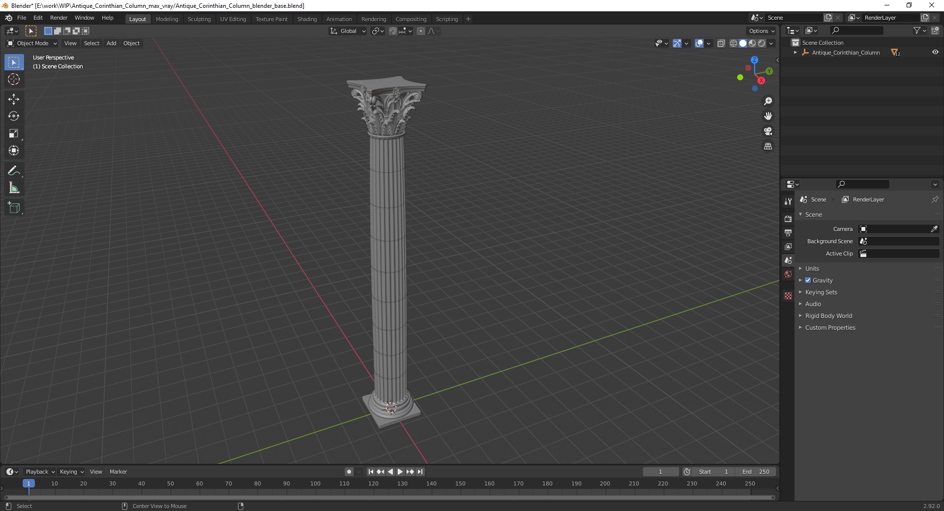 3D model Antique Corinthian Column