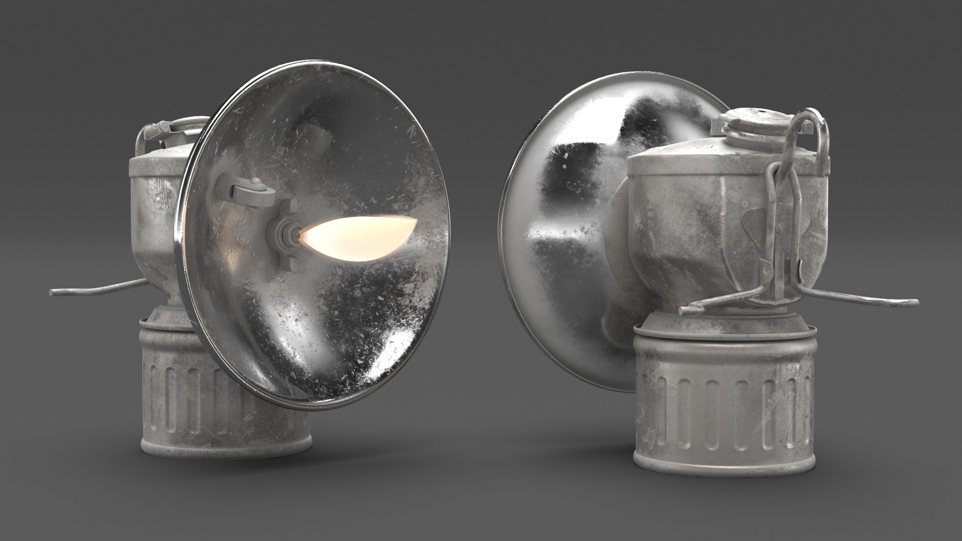 3D Vintage Acetylene Lamp Old