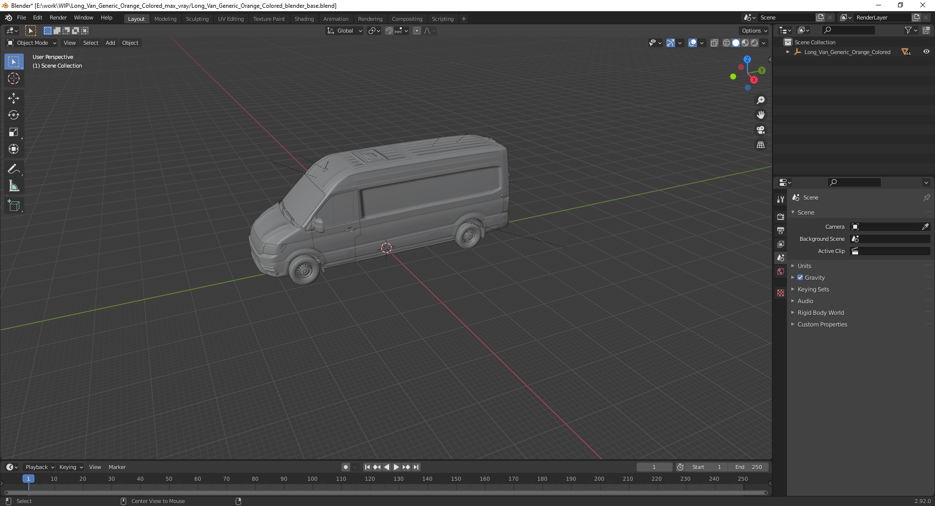 3D Long Van Generic Orange Colored