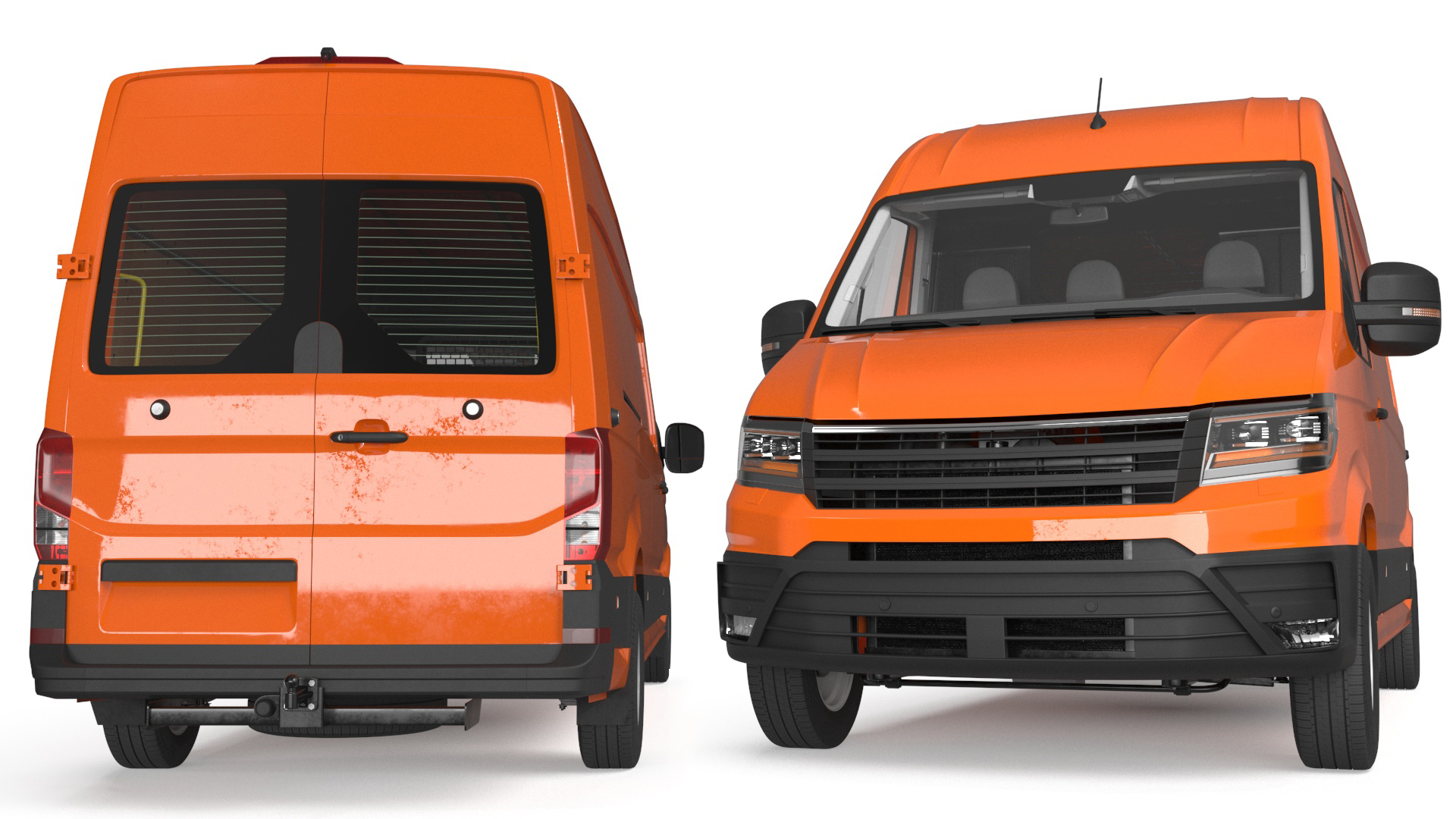 3D Long Van Generic Orange Colored