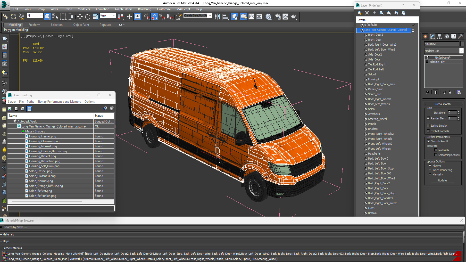 3D Long Van Generic Orange Colored