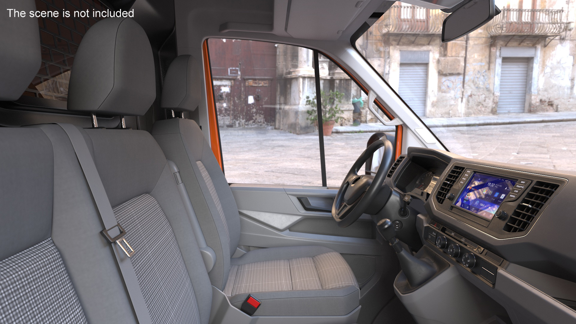 3D Long Van Generic Orange Colored