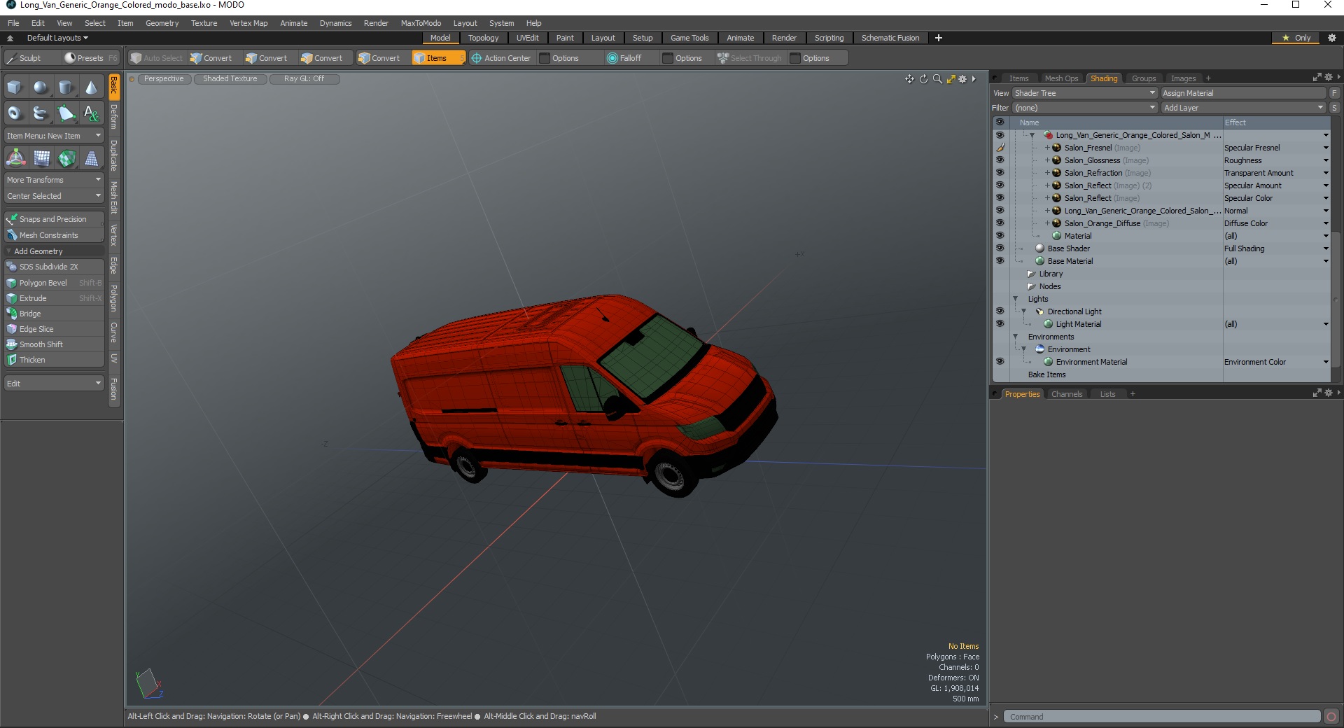 3D Long Van Generic Orange Colored
