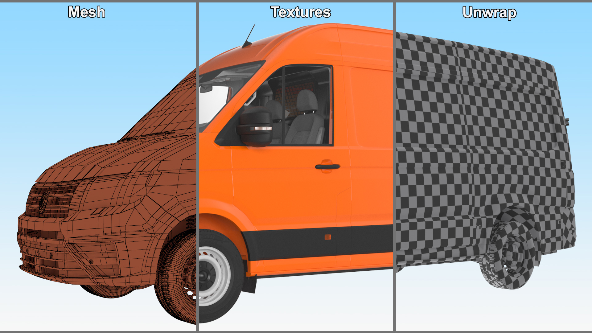 3D Long Van Generic Orange Colored