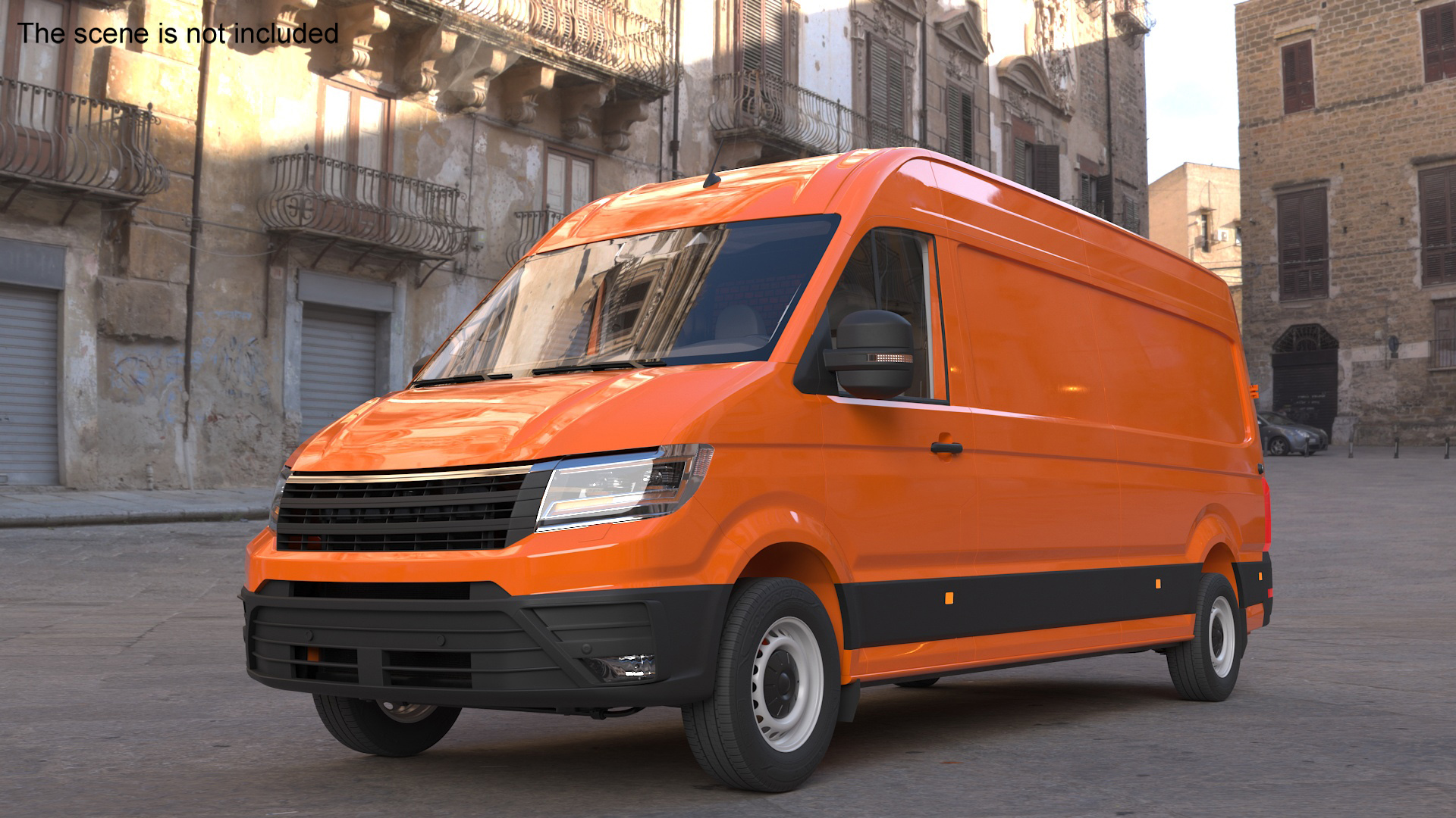 3D Long Van Generic Orange Colored