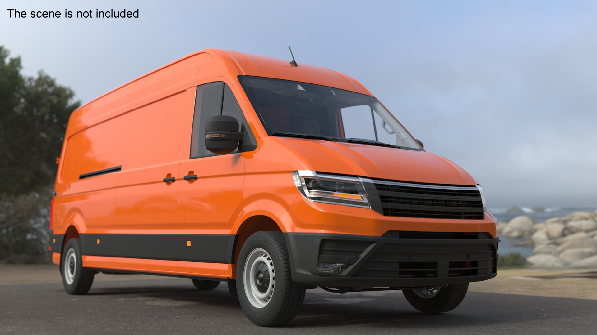 3D Long Van Generic Orange Colored