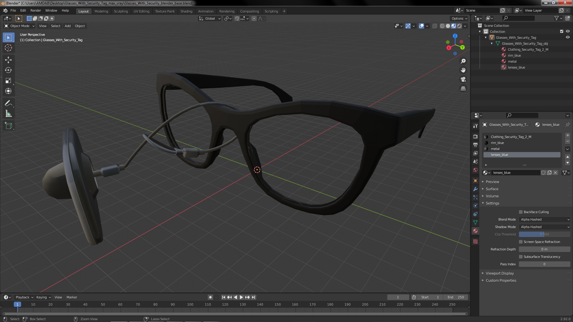 3D model Glasses With Security Tag