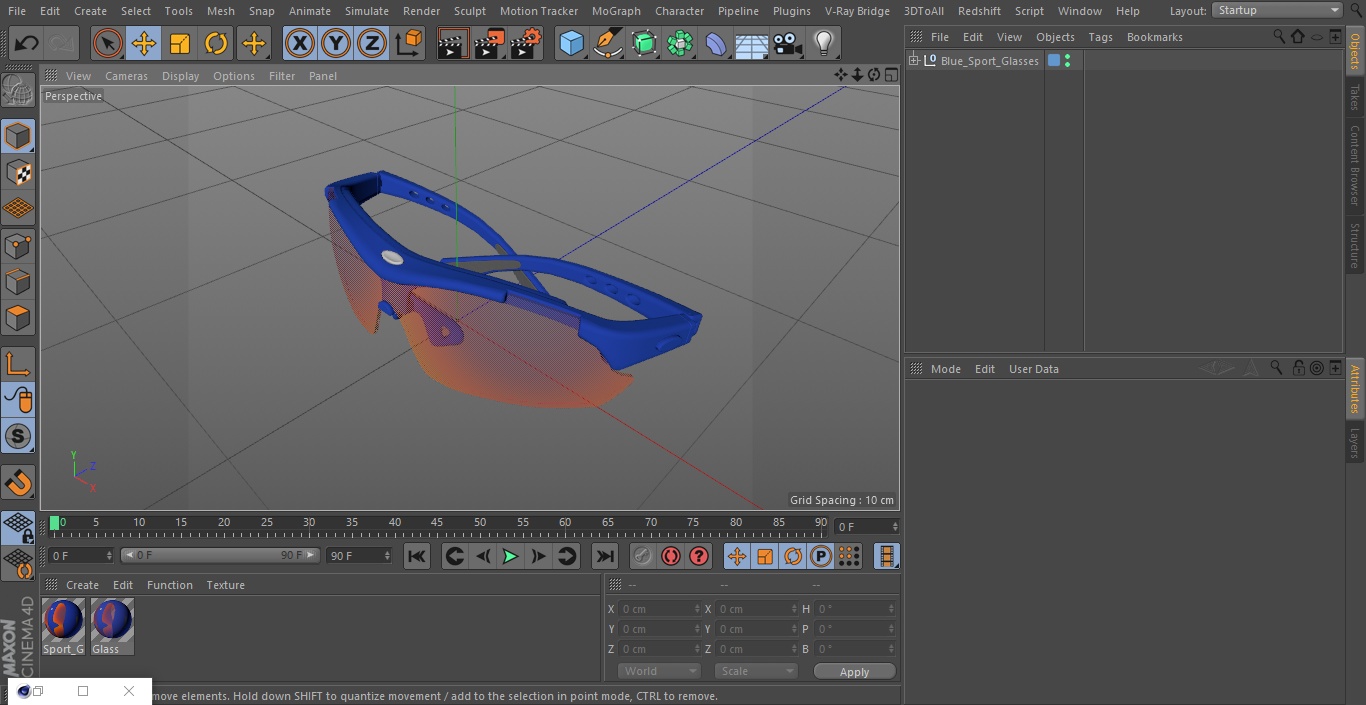3D Blue Sport Glasses model